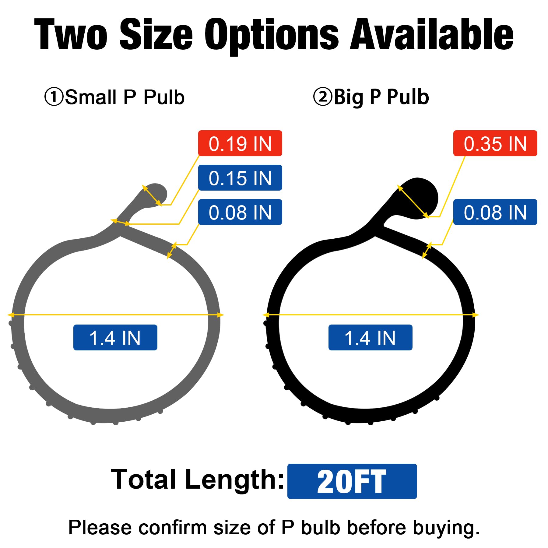 ToLanbbt 8.2FT Garage Door Seals Bottom Rubber 0.19" P Bulb Bottom Weather Seal, Weatherproof Replacement Weather Stripping Compatible with Overhead Door (8.2 FT, Gray)