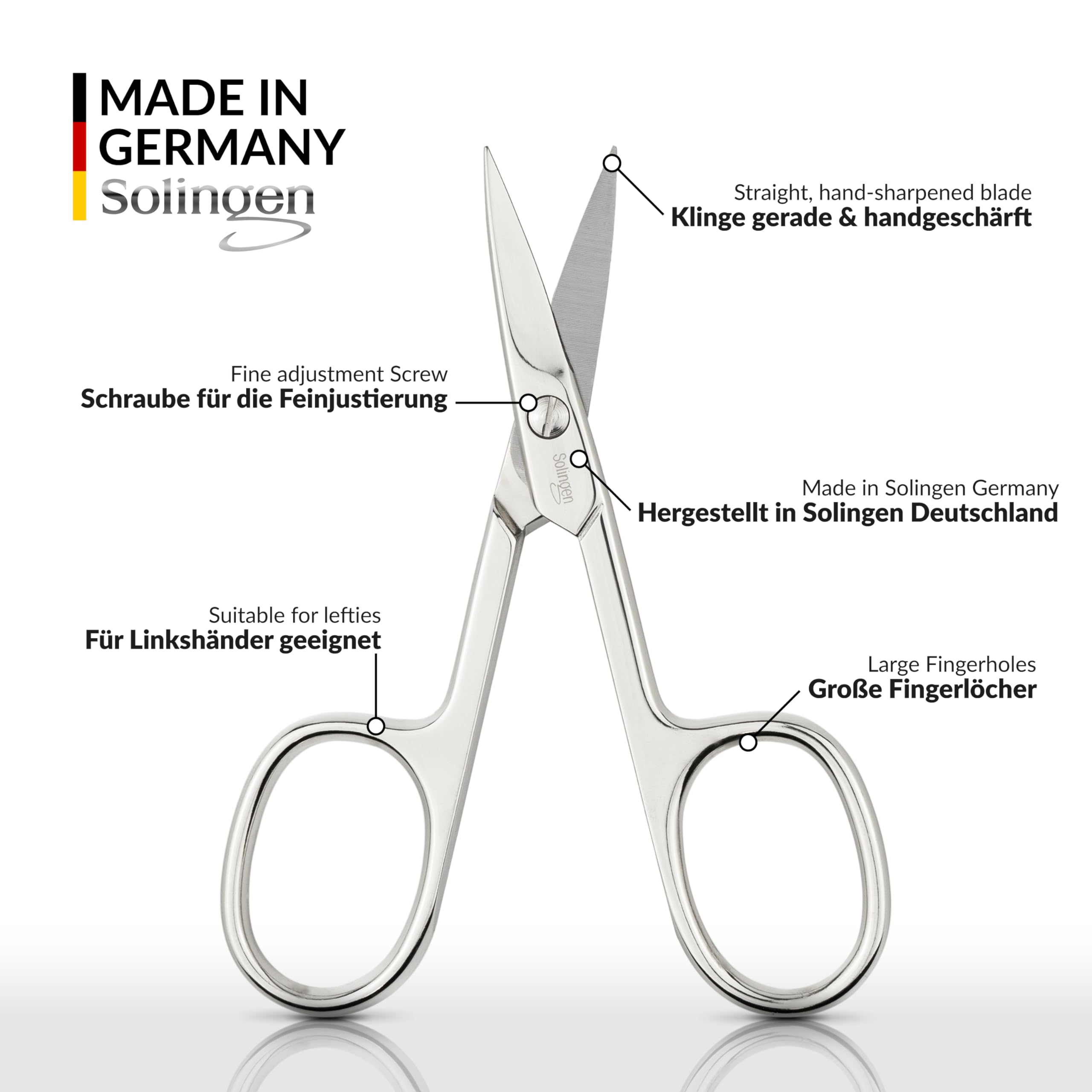 marQus - Straight nail scissors made in Germany Solingen for precise cutting of nails suitable as fingernail and toenail cutter with Premium Storage Case