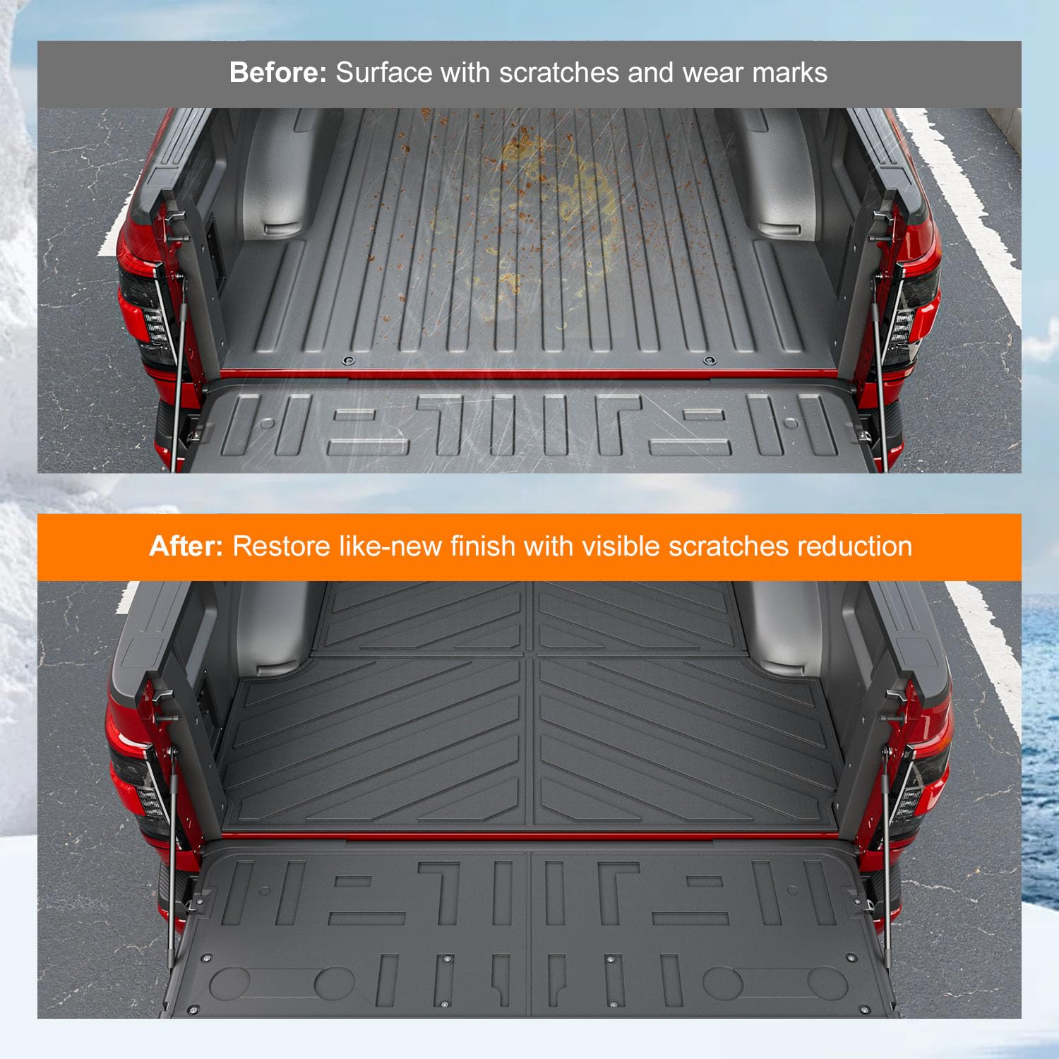 powoq 5.5FT Bed Liner Compatible with 2015-2026 Ford F150 Truck Bed Mat Waterproof Bed Mat TPE Truck Bed Liner Replacement for 2015-2026 Ford F150 Accessories (3-Fold 5.5FT Truck Bed Mat)
