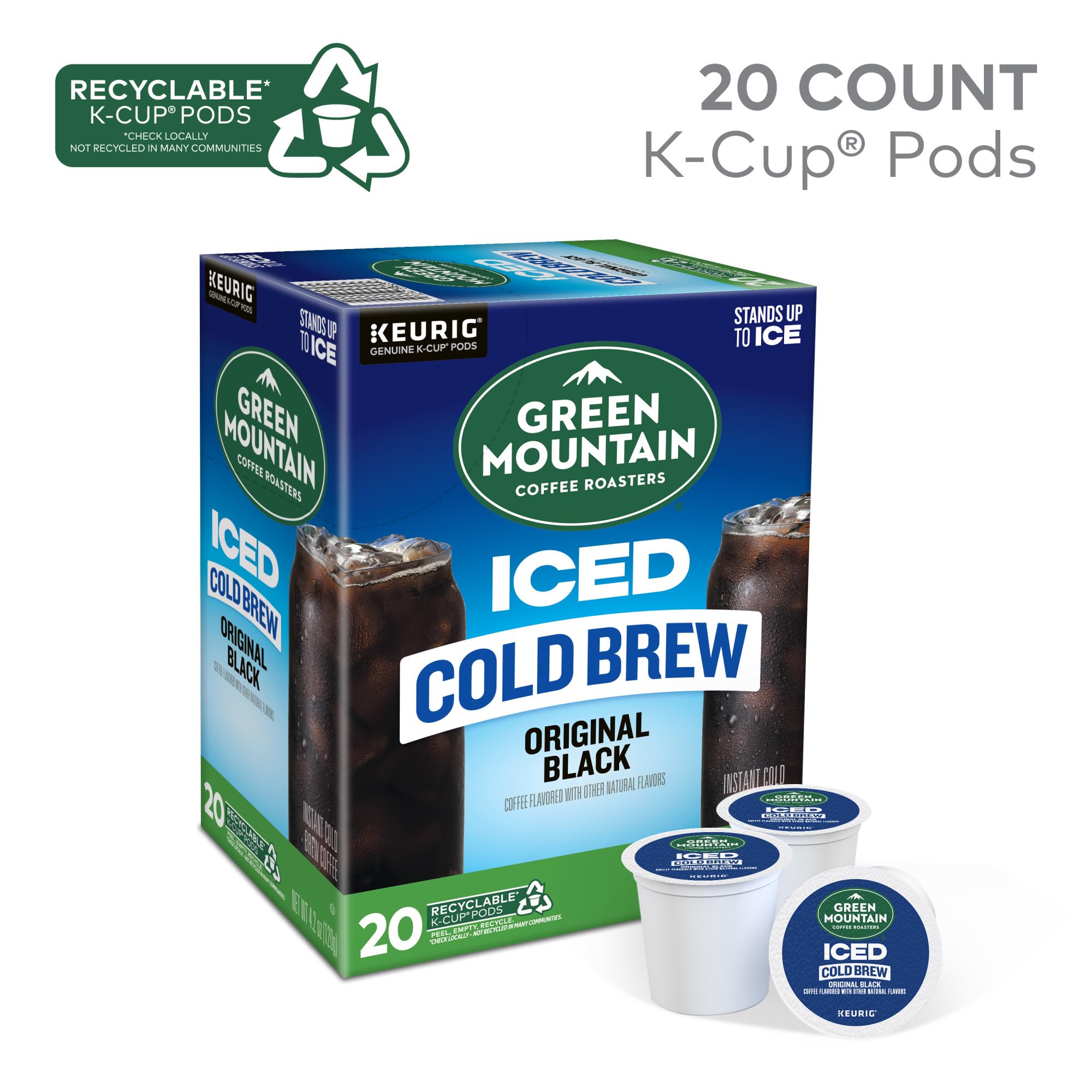 Green Mountain Coffee Roasters Original Black Iced Cold Brew Coffee, Single Serve Keurig K-Cup Pods, 60-Count Box (6 Packs of 10)