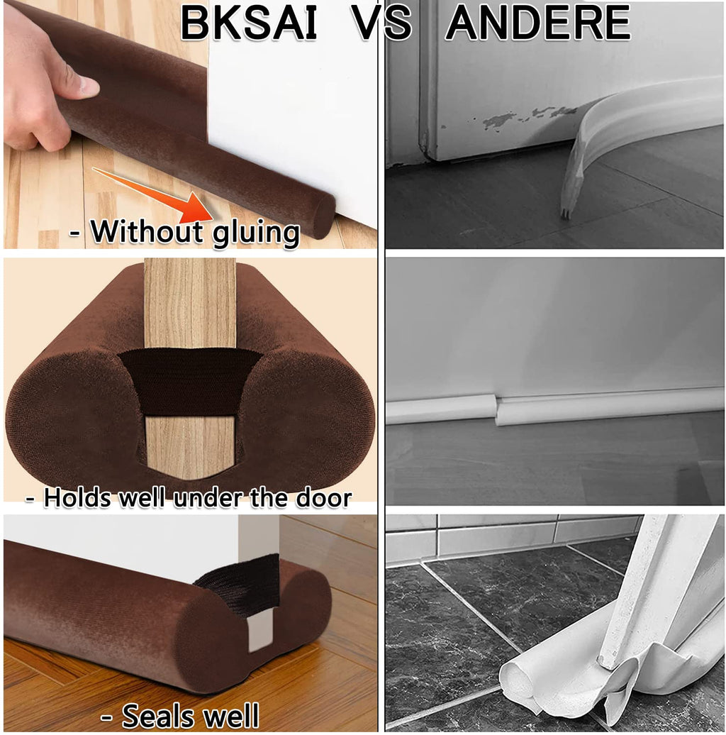 BKSAI Door Draft Stopper for Doors No Adhesive Draught Excluder Under Door Wind Blocker for Bottom of Door,Reduce Noise Draught Excluder Sweep Sound Proof (Beige 24-29IN / Distance Under The Door 1IN)