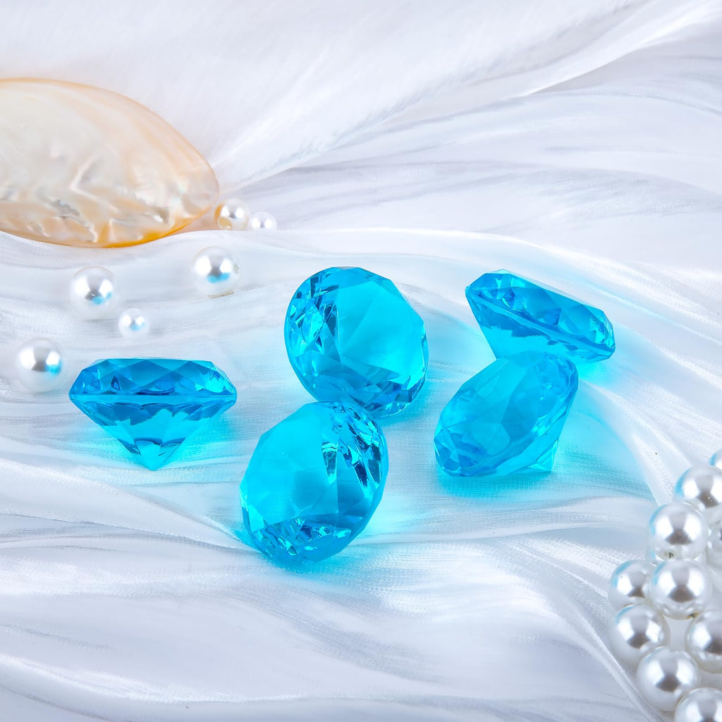 Niceup 26PCS Blue Fake Diamonds Gem Toys, 1.5in Pool Diving Gems Acrylic Plastic Gemstones for Kids, Party Décor Jewels Treasure Hunt Hiding Sensory Bin Filler Toys Craft Supplies