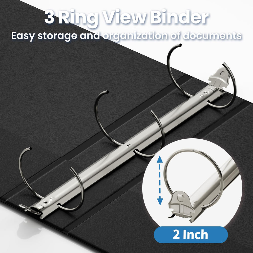 SUNEE 3 Ring Binder 1/2 Inch 1 Pack, Clear View Binder Three Ring PVC-Free (Fit 8.5x11 Inches) for School or Office Supplies, Black