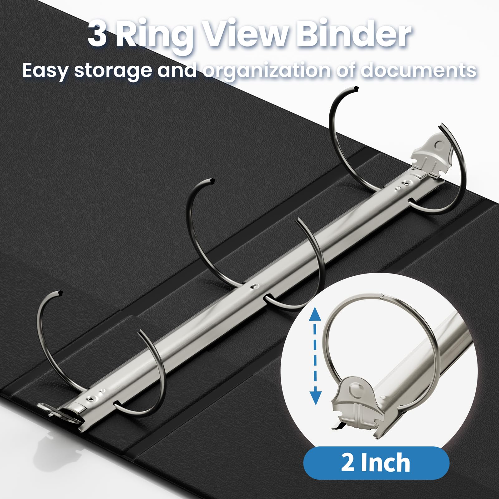 SUNEE 3 Ring Binder 1/2 Inch 1 Pack, Clear View Binder Three Ring PVC-Free (Fit 8.5x11 Inches) for School or Office Supplies, Black