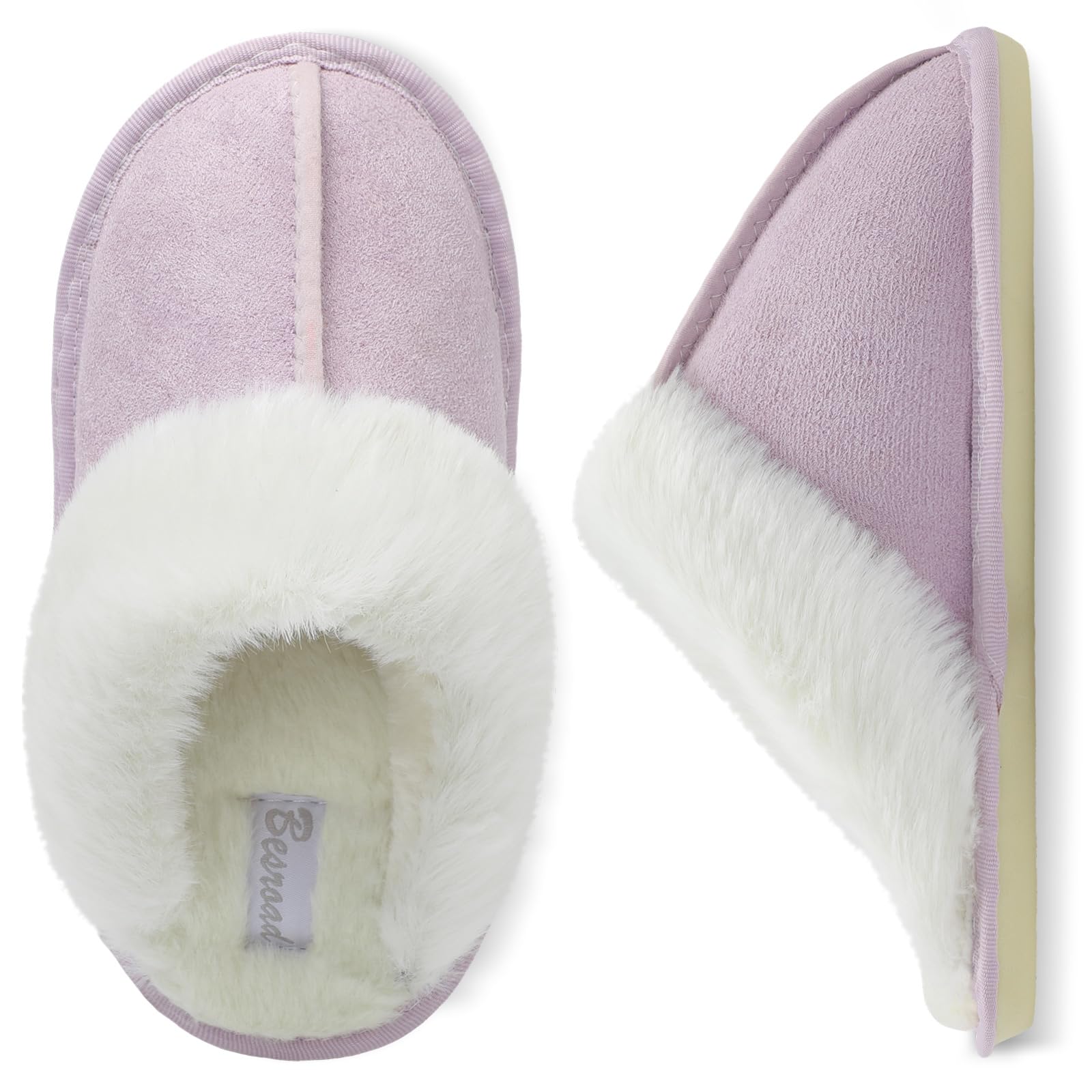 Besroad Winter Fuzzy House Slippers Sandals Plush Faux Fur Fluffy Flats Slippers Warm Slide Shoes for Women