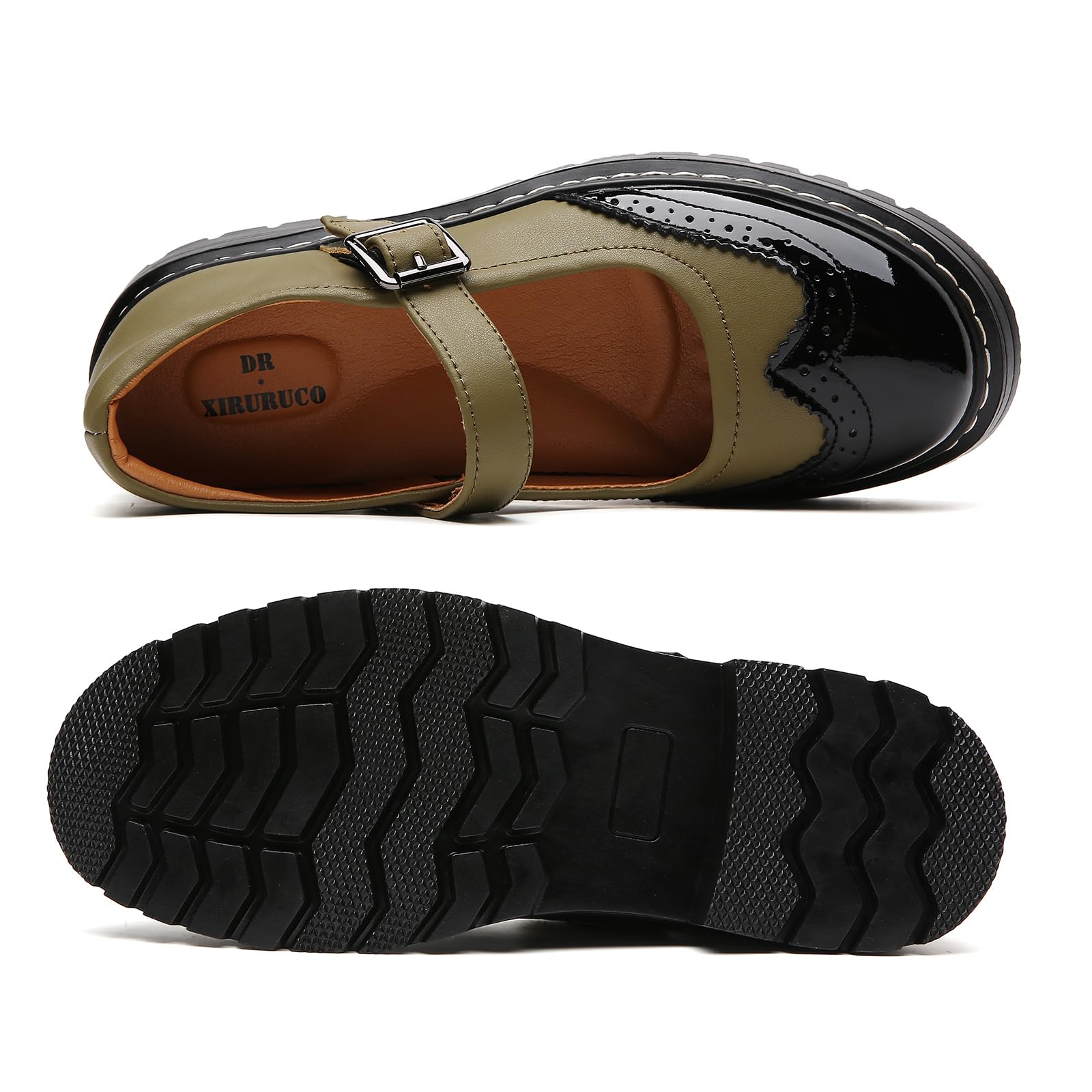 Mary Jane Shoes Women Platform Non-Slip Classics Round Toe Ankle Strap Comfort Casual Oxford Dress Work Mary Jane Flat Shoes