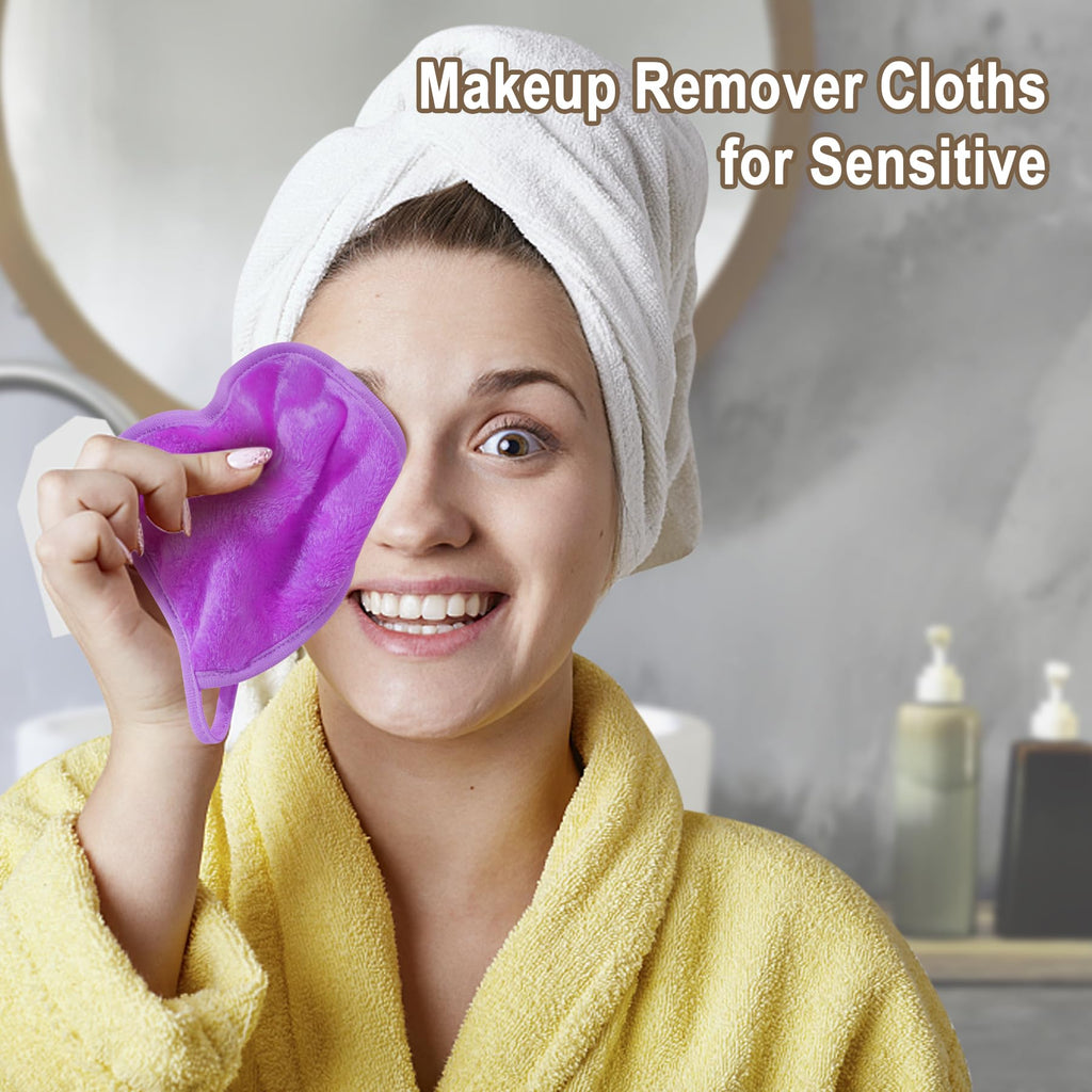 KODAMO Makeup Remover Cloth, Reusable Makeup Remover Pads Washable with Mesh Bag, Microfiber Makeup Removal Face Wash Cloths with Just Water, Gentle Soft, 12 Pack