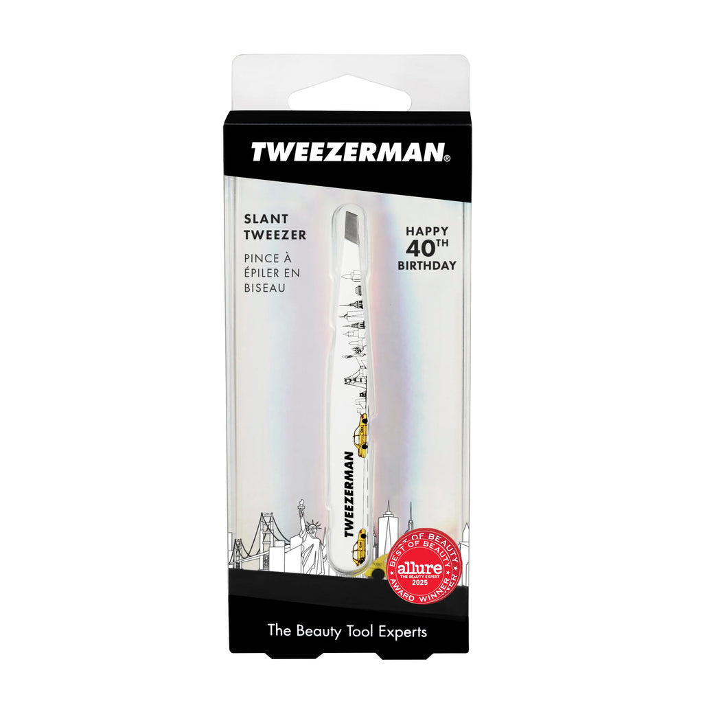 Tweezerman Exclusive 40th Birthday Slant Tweezer - Hair Removal Tweezers, Stainless Steel