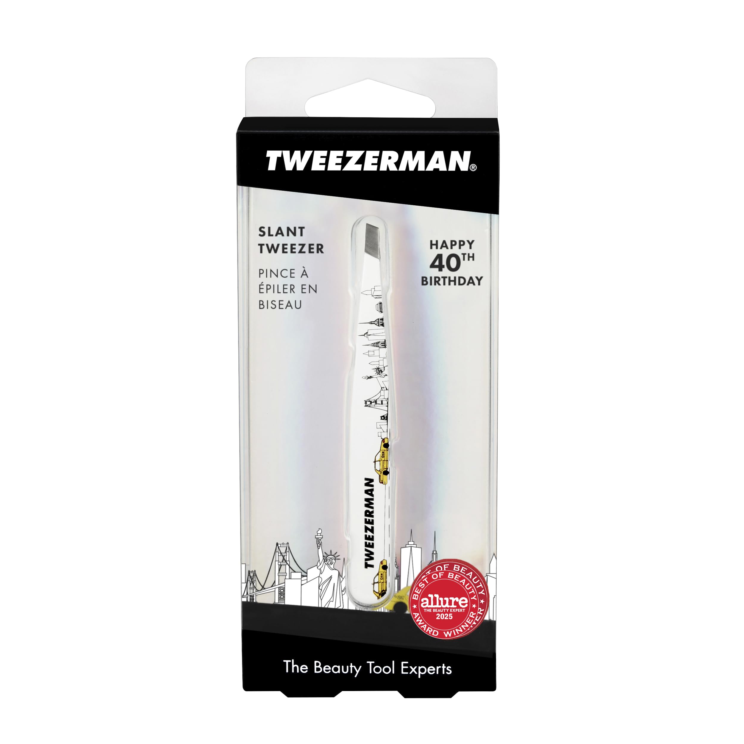 Tweezerman Exclusive 40th Birthday Slant Tweezer - Hair Removal Tweezers, Stainless Steel
