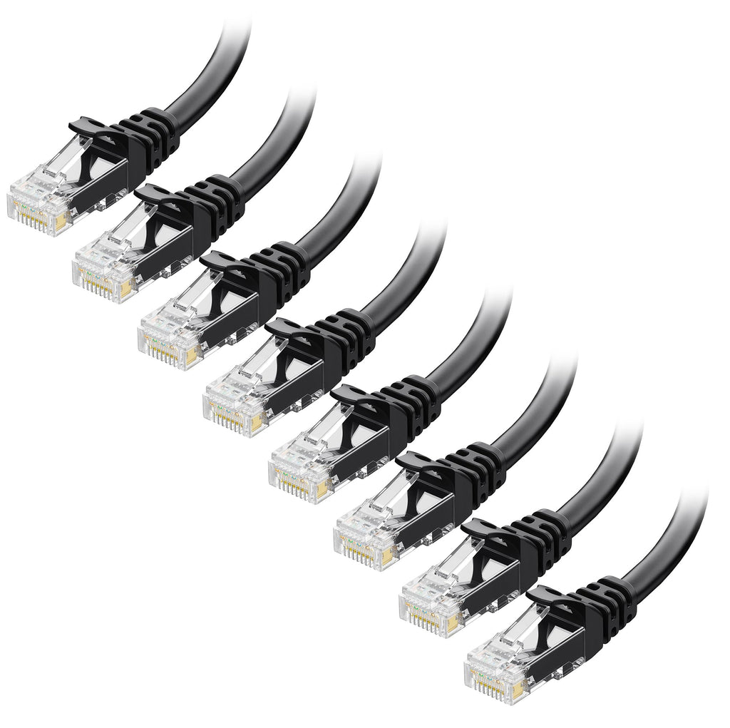Cable Matters 1Gbps 8-Pack Snagless Short Cat 5e Ethernet Cable - 1ft, Gigabit Cat5e Cable, Cat5e Ethernet Cord, Black