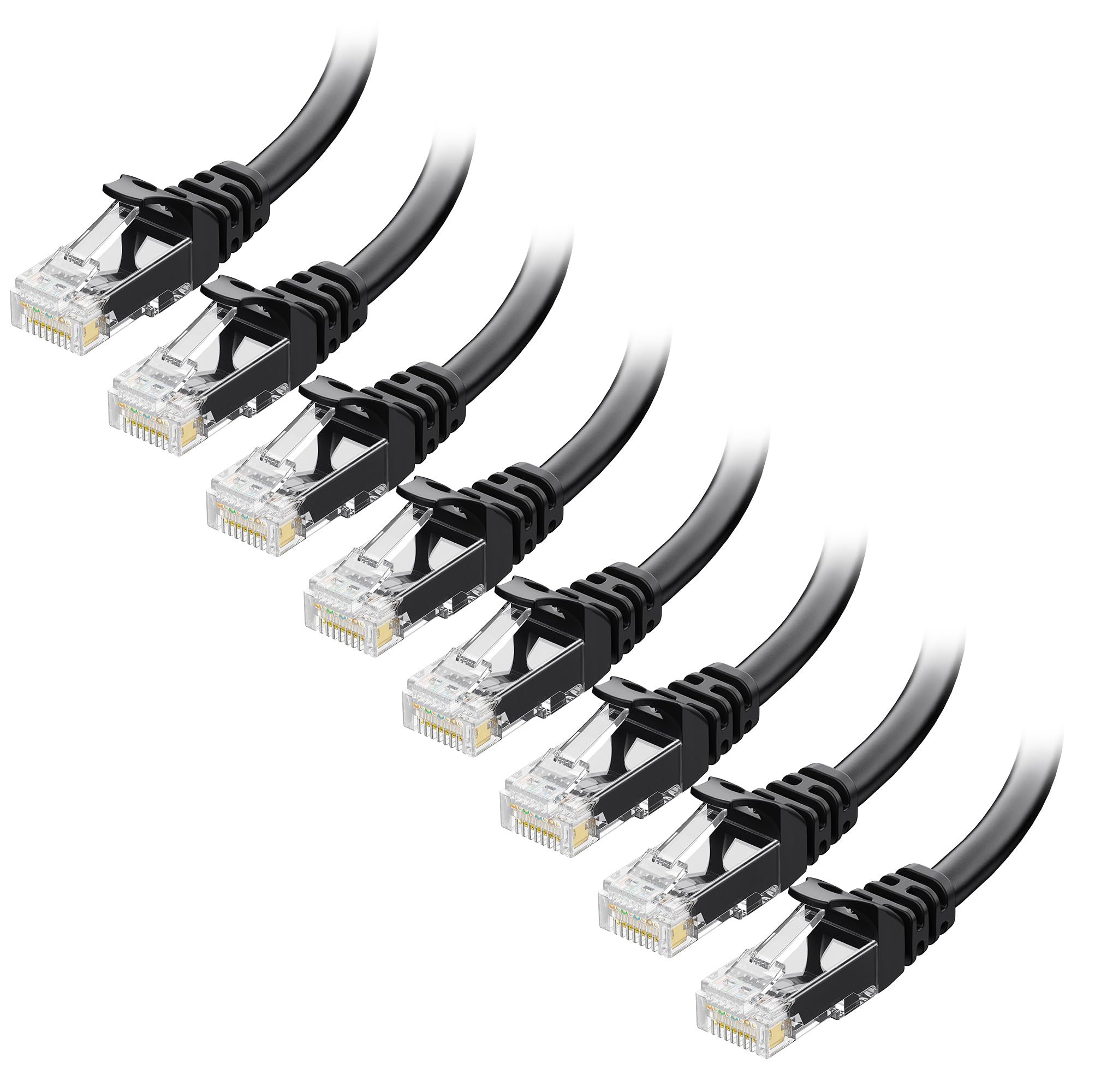Cable Matters 1Gbps 8-Pack Snagless Short Cat 5e Ethernet Cable - 1ft, Gigabit Cat5e Cable, Cat5e Ethernet Cord, Black