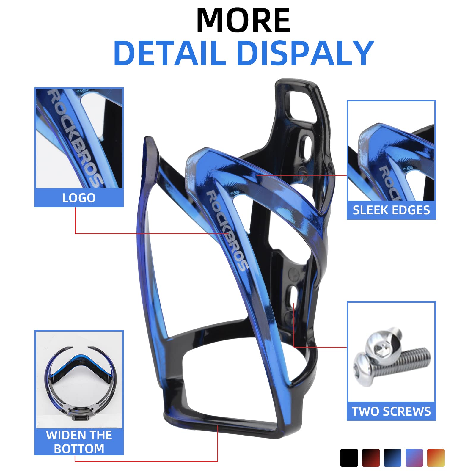 ROCKBROS Bike Water Bottle Holder Ultra-Light Bicycle Bottle Cages with Screws Tool, Universal Bike Cup Holder Rack for Road MTB Bikes…