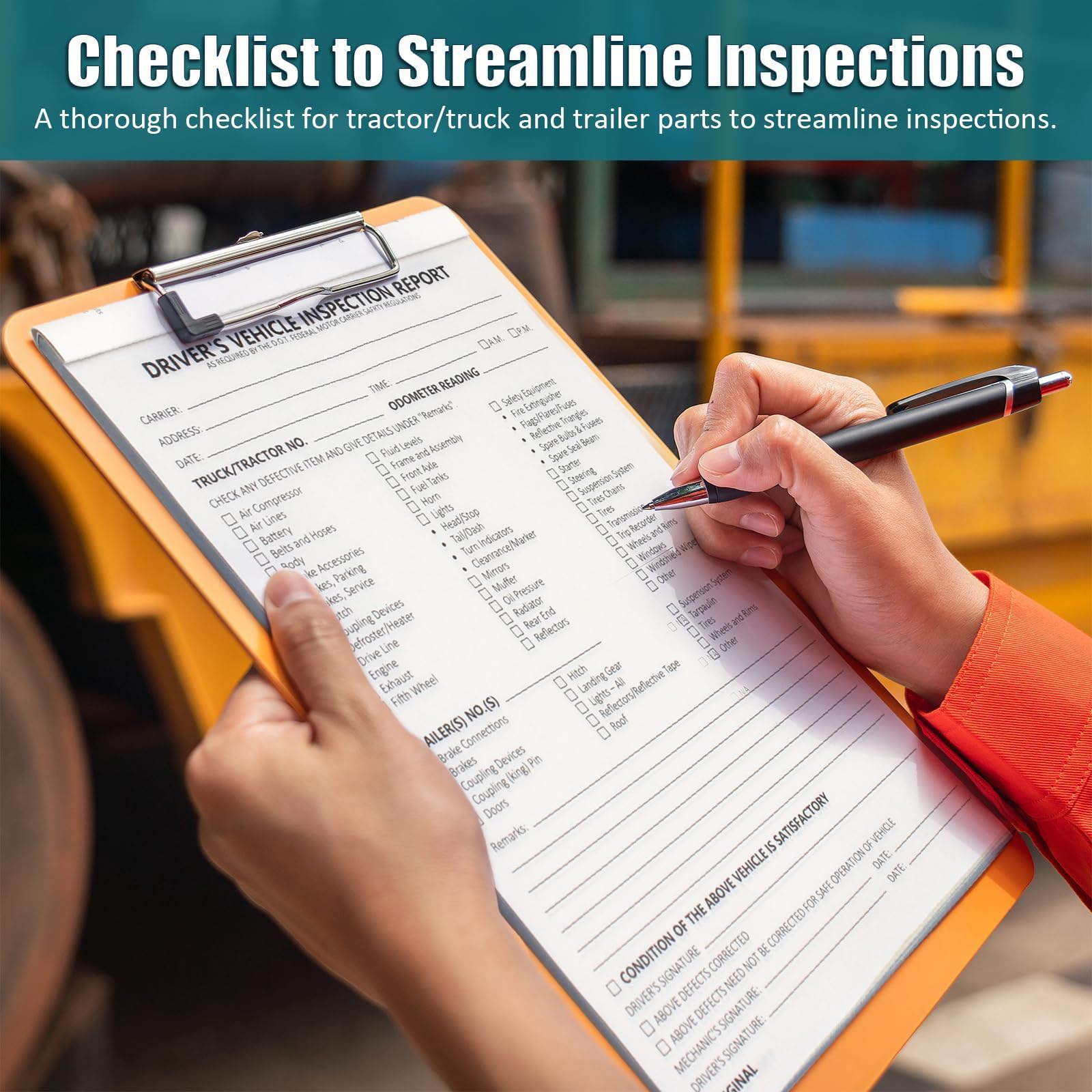 Detailed Driver's Vehicle Inspection Report, Daily Pre Trip Inspection Book for Trucker, 2-Ply Carbonless, 35 Sets of Forms per DVIR Log Book for Truck Drivers, 8.5" x 5.5", 1 Pack