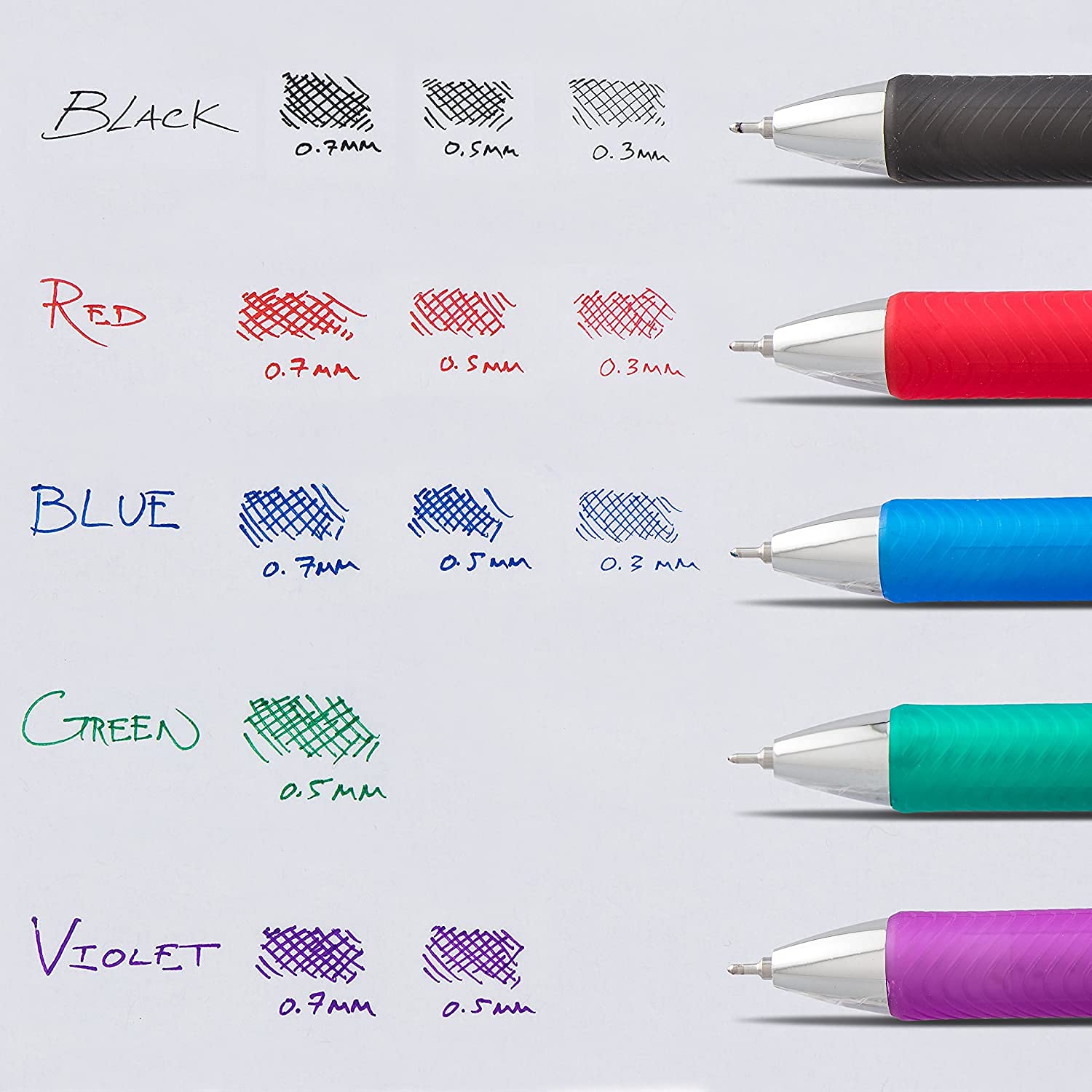 Pentel Energel 0.5 mm, Black Needle Tip Pens - Rtx Retractable Pack of 10 Pens