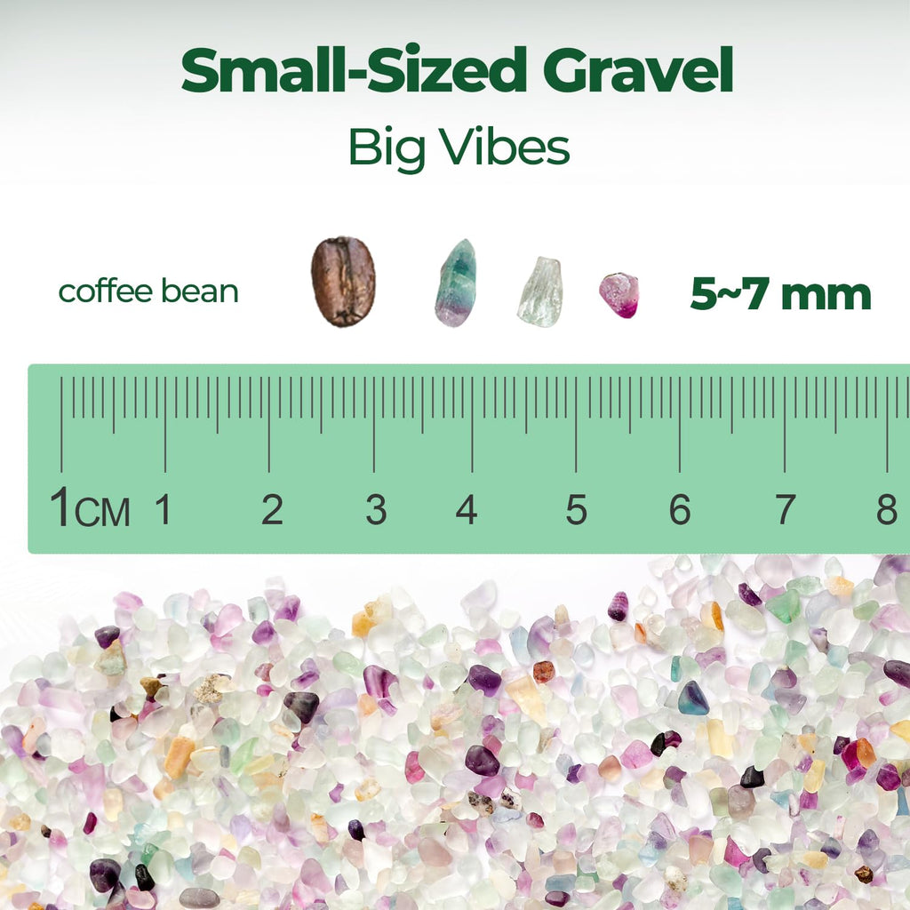 T4U Crystal Chips Stone Crushed Quartz Glass 0.5LB - Fluorite Tumbled Gravel Small Decorative Pebbles Bulk, Mini Polished Rocks Pieces for Crafts, Vases Filler, Succulent Plants, Aquarium Gravel Rocks