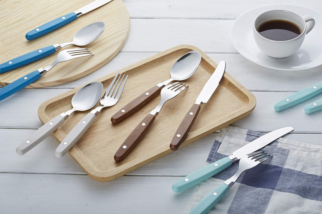ANNOVA Silverware Set, Retro/Rivet Colorful Stainless Steel Tableware Kitchen Flatware Set Utensils, Includes Dinner Knives, Forks, Spoons, Salad Forks & Dessert Spoons (Brown, 20 Pieces)