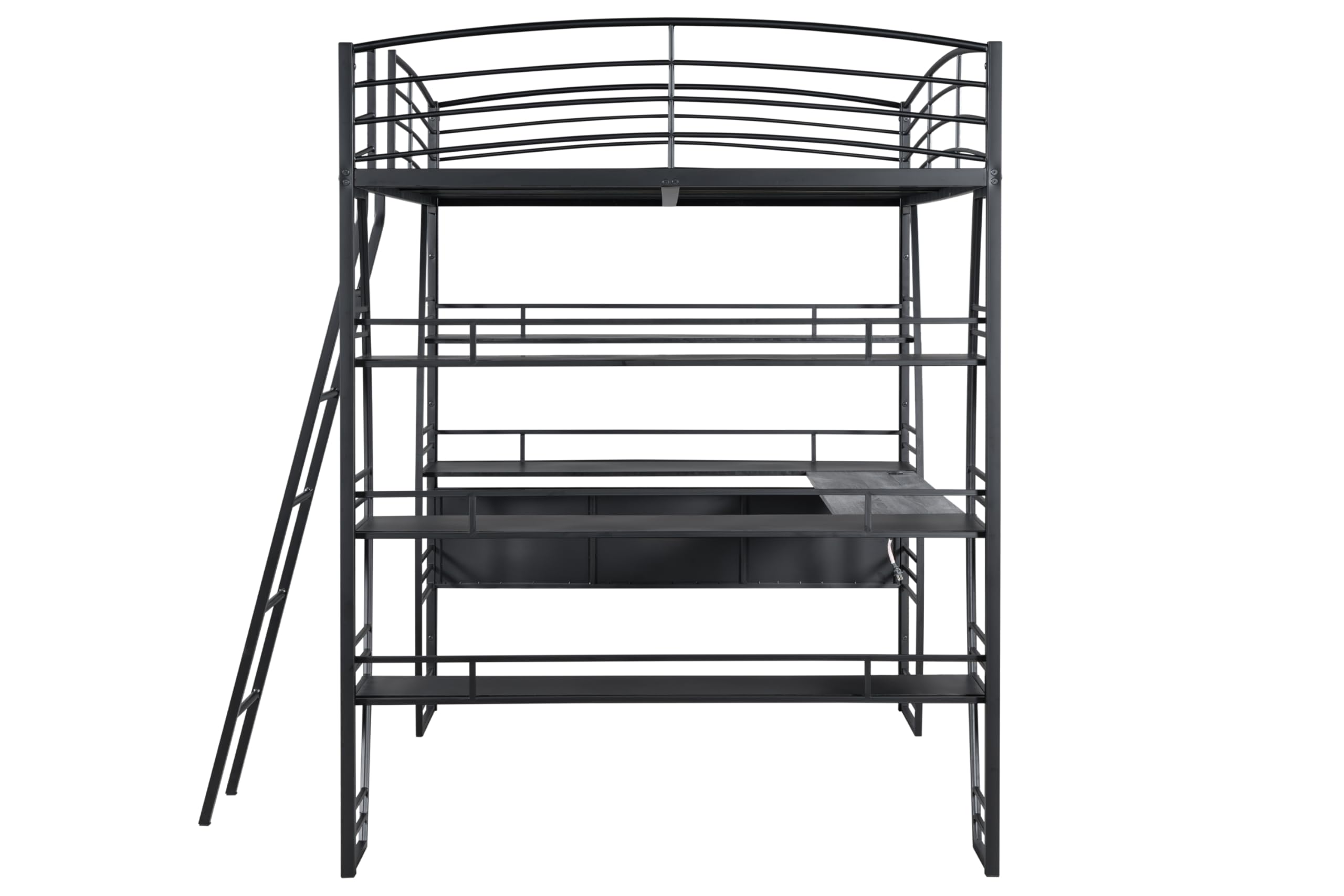 DNYN Twin Size Loft Bed with Desk & Storage Drawers& Table Set for Kids Bedroom,Covertible Twin-Over-Twin Bunkbeds Design,Easy Assemble & Space Saving & No Box Spring Needed,for Small Space, Black