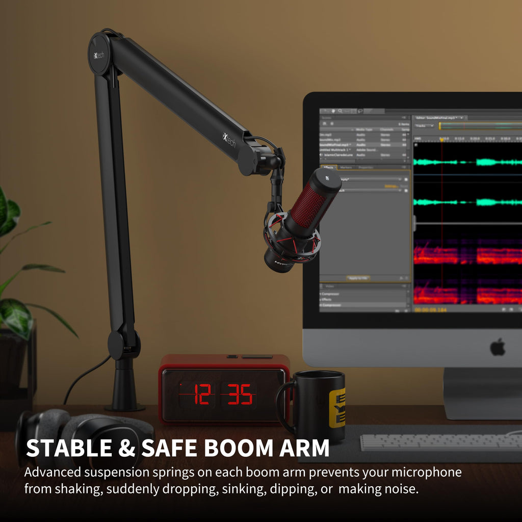 IXTECH Premium Microphone Boom Arm with Desk Mount, 360° Rotatable, Fully Adjustable, for Podcast, Video, Gaming, Radio, Studio, Recording, Sturdy and Universal VALIANT Model