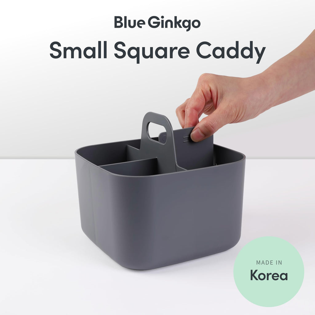 BLUE GINKGO Stackable Organizer Caddy – Korean-Made Portable Tote for Bathroom, Office, Crafts, or School Supplies (Long Rectangle, Blue)