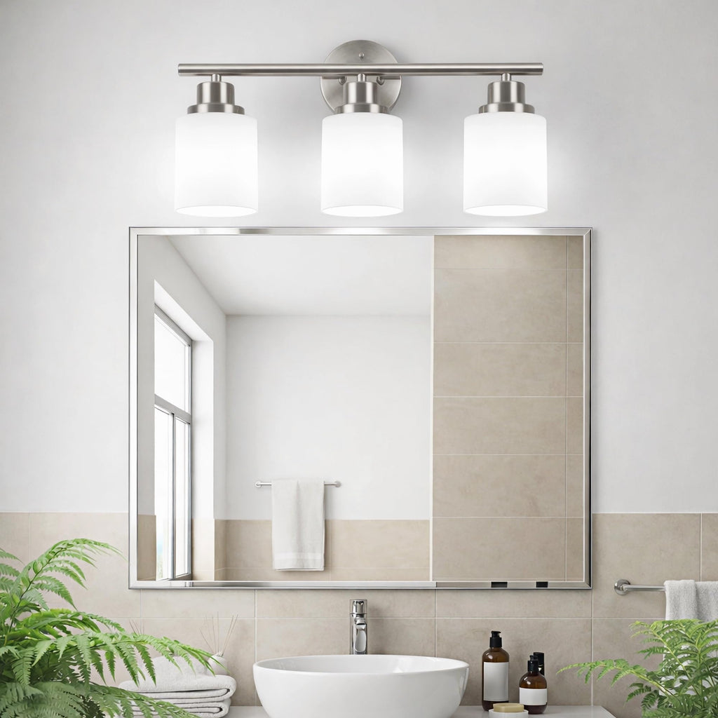 Unicozin 2 Pack Modern Bathroom Light Fixtures, 3 Light Vanity Lights, Black Wall Lamp with Clear Glass for Bathroom, Mirror, Living Room, Bedroom, Hallway, E26 Base