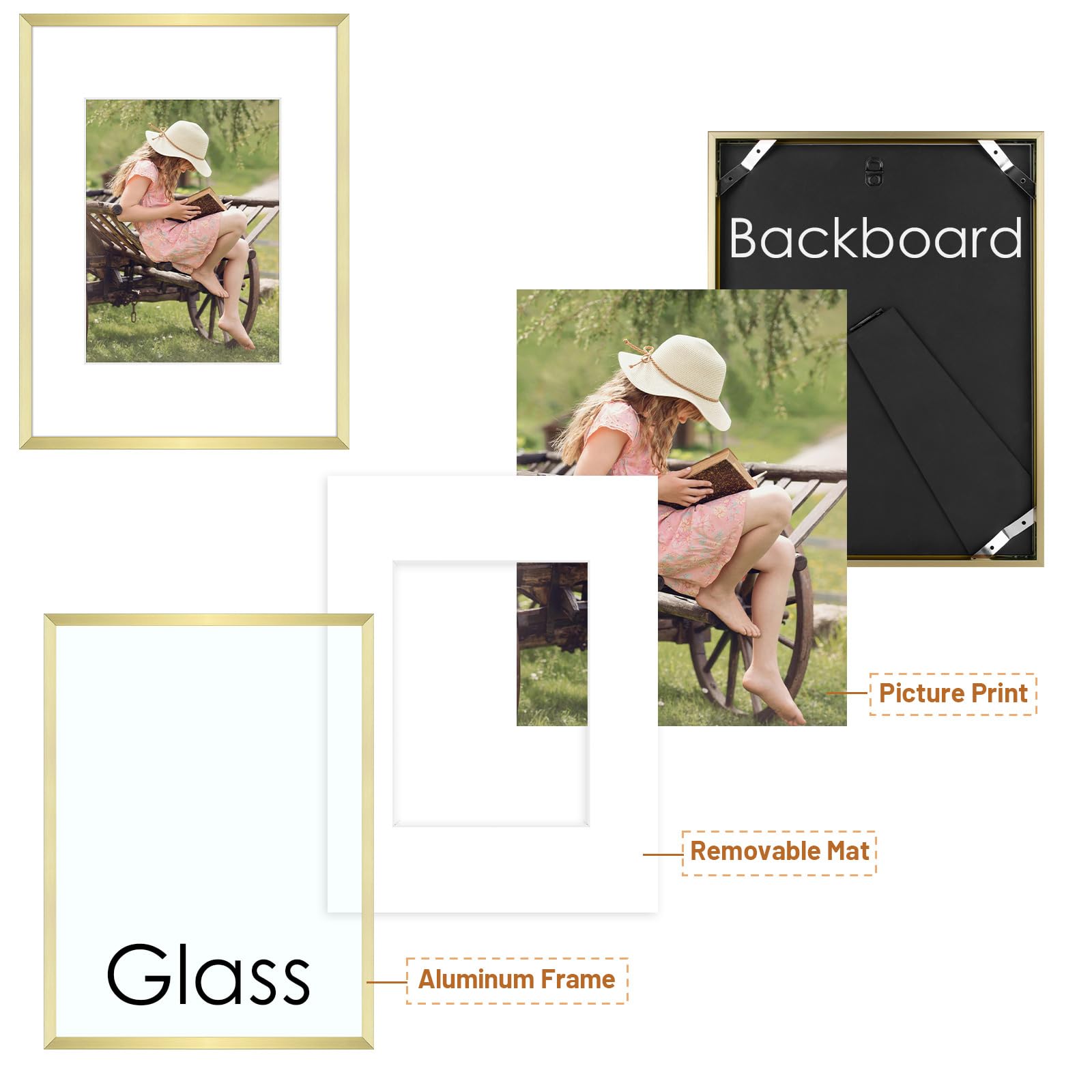 Frametory, 6x8 Aluminum Picture Frame - 6 x 8 Black Frame with Removable Mat for 5 x 7 Photo - 6 by 8 Durable Metal Frame with Real Glass - Sawtooth Hanger for Easy Wall Display - 1 Pack
