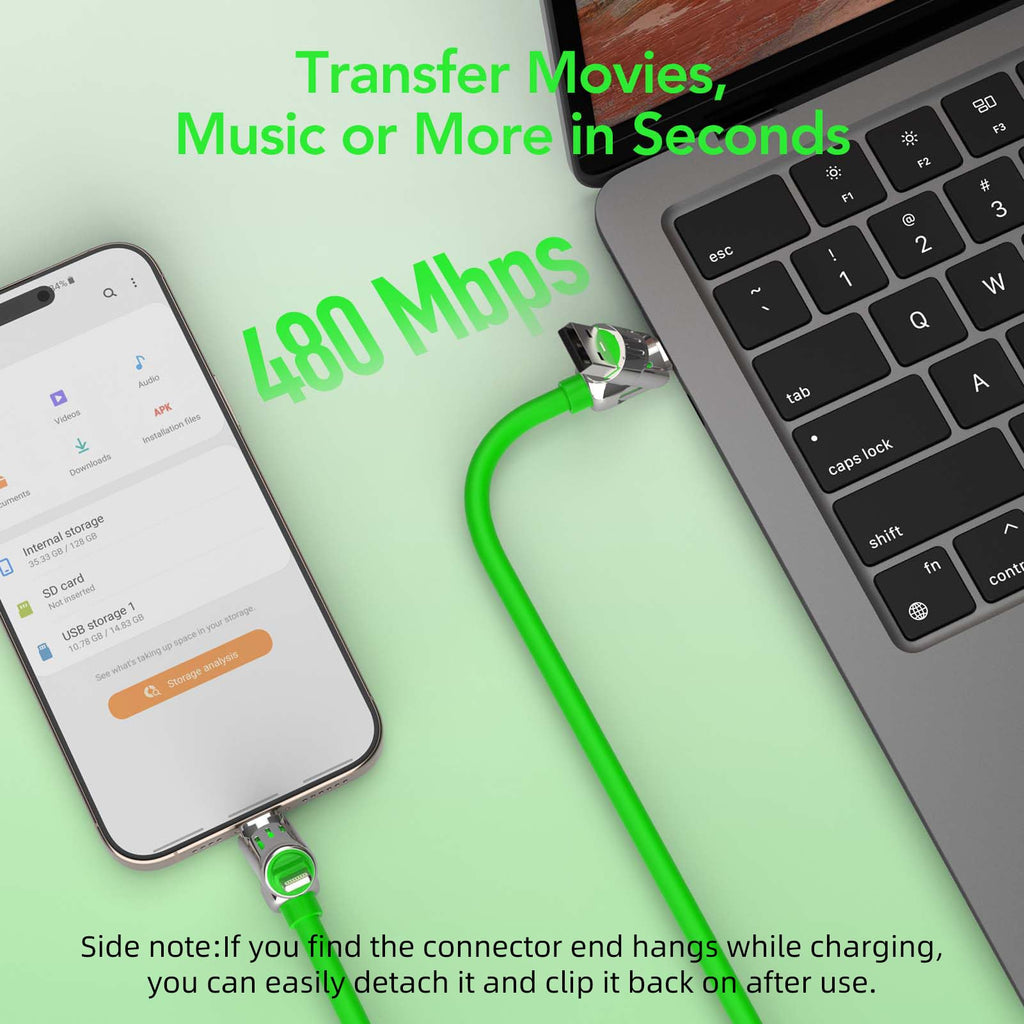 MFish 4-in-1 USB Charging Cable with Carrying Case, 240W Fast Charger Cord, USB-A & Dual USB-C to USB-C/Lightning, for iPhone 17/16/15/14, iPad, MacBook & More(Black, 3.3FT)