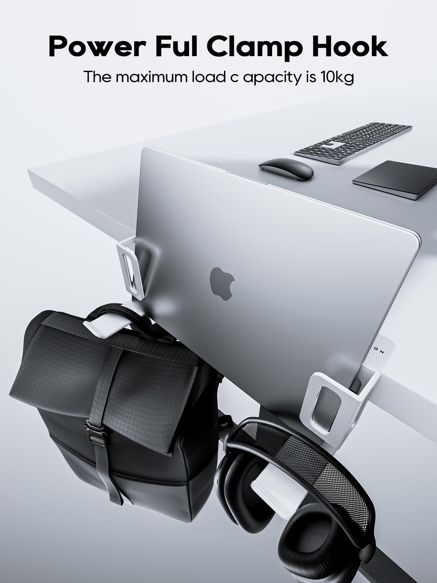 NODOCA Laptop Storage for Desk, Vertical Laptop Stand for Desk, MacBook Vertical Stand, with Headphone Holder, Desk Side Storage for MacBook/Surface/Samsung/HP/Dell[M, Black]