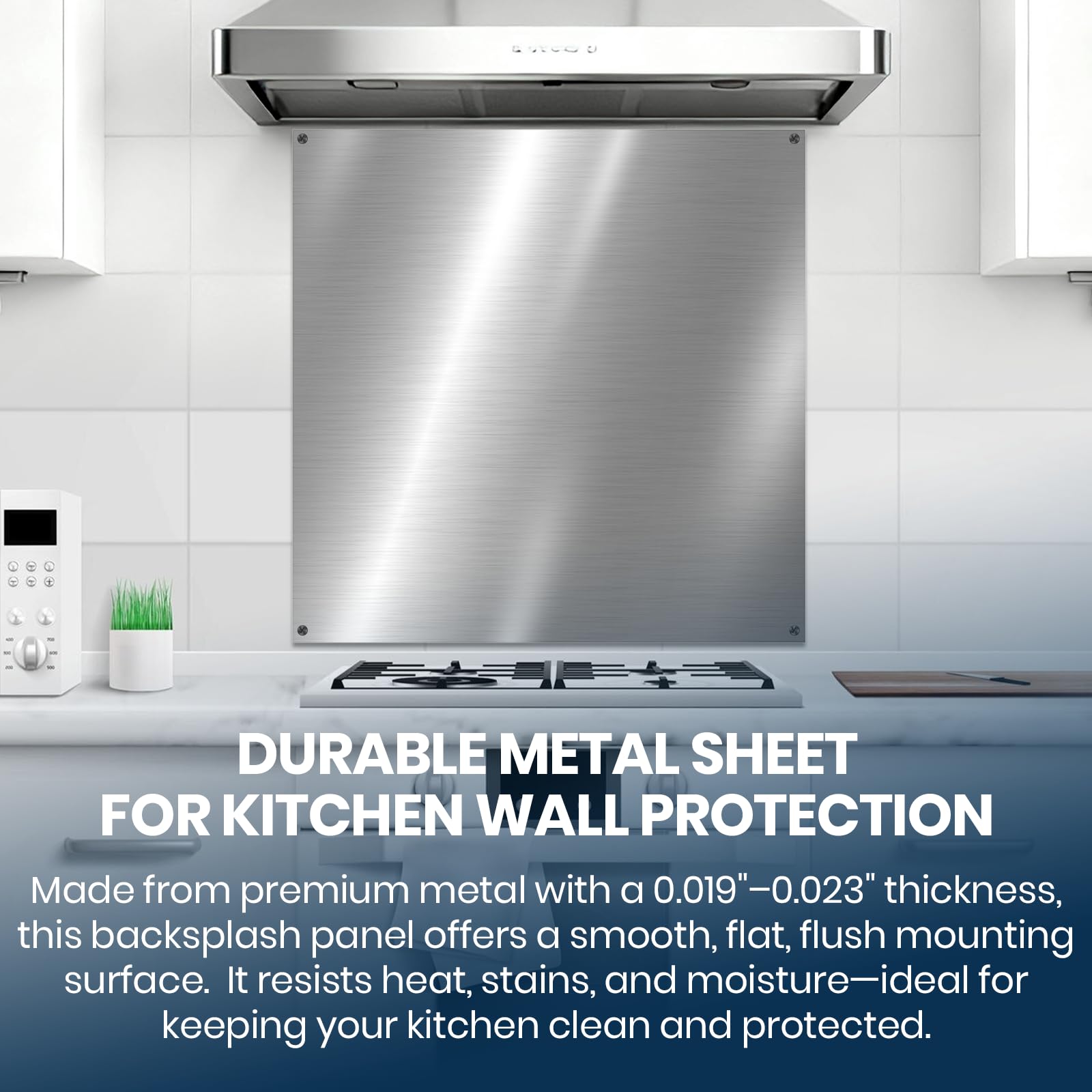 CALPALMY 30"x18" Metal Backsplash Panel for Stove – Reversible Metal Stove Backsplash Sheet with Pre-Drilled Holes, Easy-to-Clean Splatter Guard for Kitchen Walls, Includes Mounting Screws