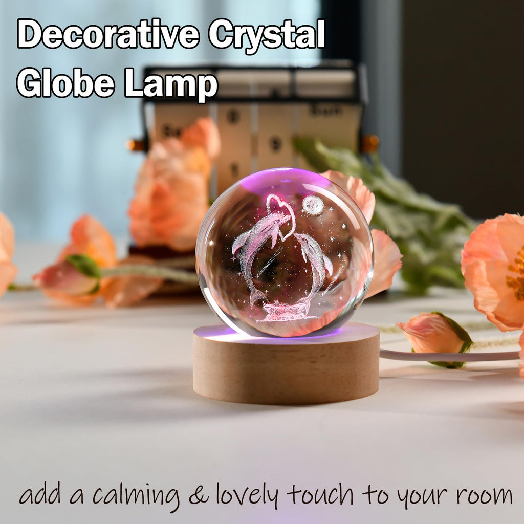 IFOLAINA Butterfly Crystal Ball Gifts Ideas for Girlfriend Wife Mom Couple Her Bithday Mothers Day 3D Butterfly on Sunflower Night Light Decorative Globes Room Decor