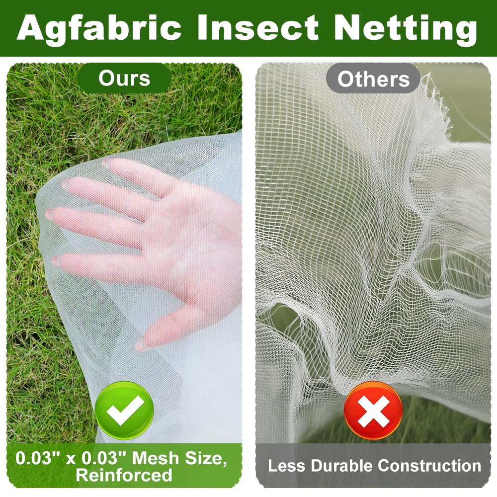 Agfabric Garden Netting 3.9x9.5' Insect Pest Barrier Netting for Garden Protection,Plant Cover Row Cover Mesh Netting for Vegetables Fruit Trees and Plants,White
