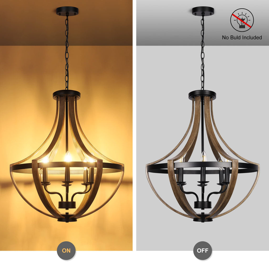 13.1" Modern Farmhouse Hanging Pendant Lighting, 4-Light Rustic Interior Flush Mount Ceiling Light Fixture, Vintage Chandelier for Hallway Foyer Dining Room Entryway Kitchen Island Bedroom