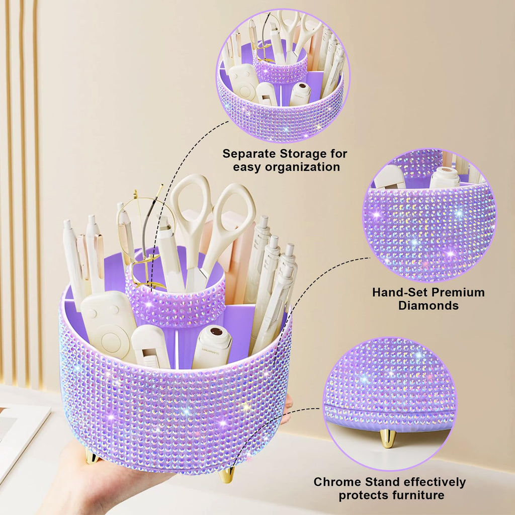 Makeup Brush Holder Organizer,360° Rotating Makeup Brush Organizer,5 Slot Make up Brushes Cup for Cosmetics, Nail Polish, Art Supply, Bathroom Vanity Desktop Organizer - Black