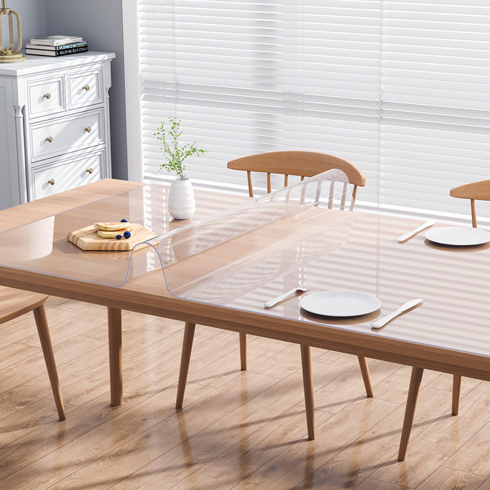 VEVOR Clear PVC Square Tablecloth, 12" x 12", 1.5mm Thick, Waterproof, Stain Resistant, Durable, Desk, Coffee Table, Dining Room Table