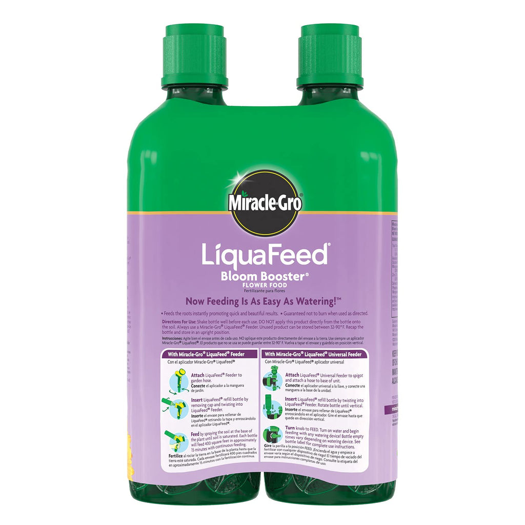 Miracle-Gro LiquaFeed Bloom Booster Flower Food Refills, Plant Fertilizer, 16 fl. oz., 2 Bottles/Pack (6-Pack)
