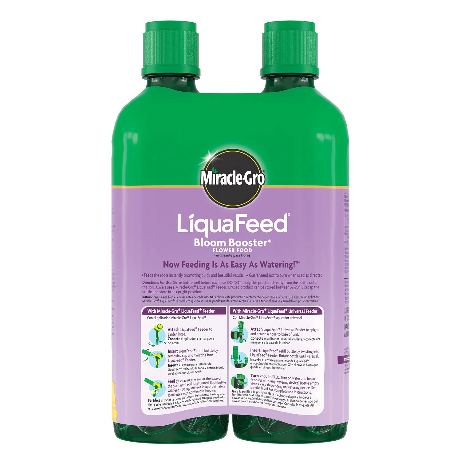 Miracle-Gro LiquaFeed Bloom Booster Flower Food Refills, Plant Fertilizer, 16 fl. oz., 2 Bottles/Pack (6-Pack)