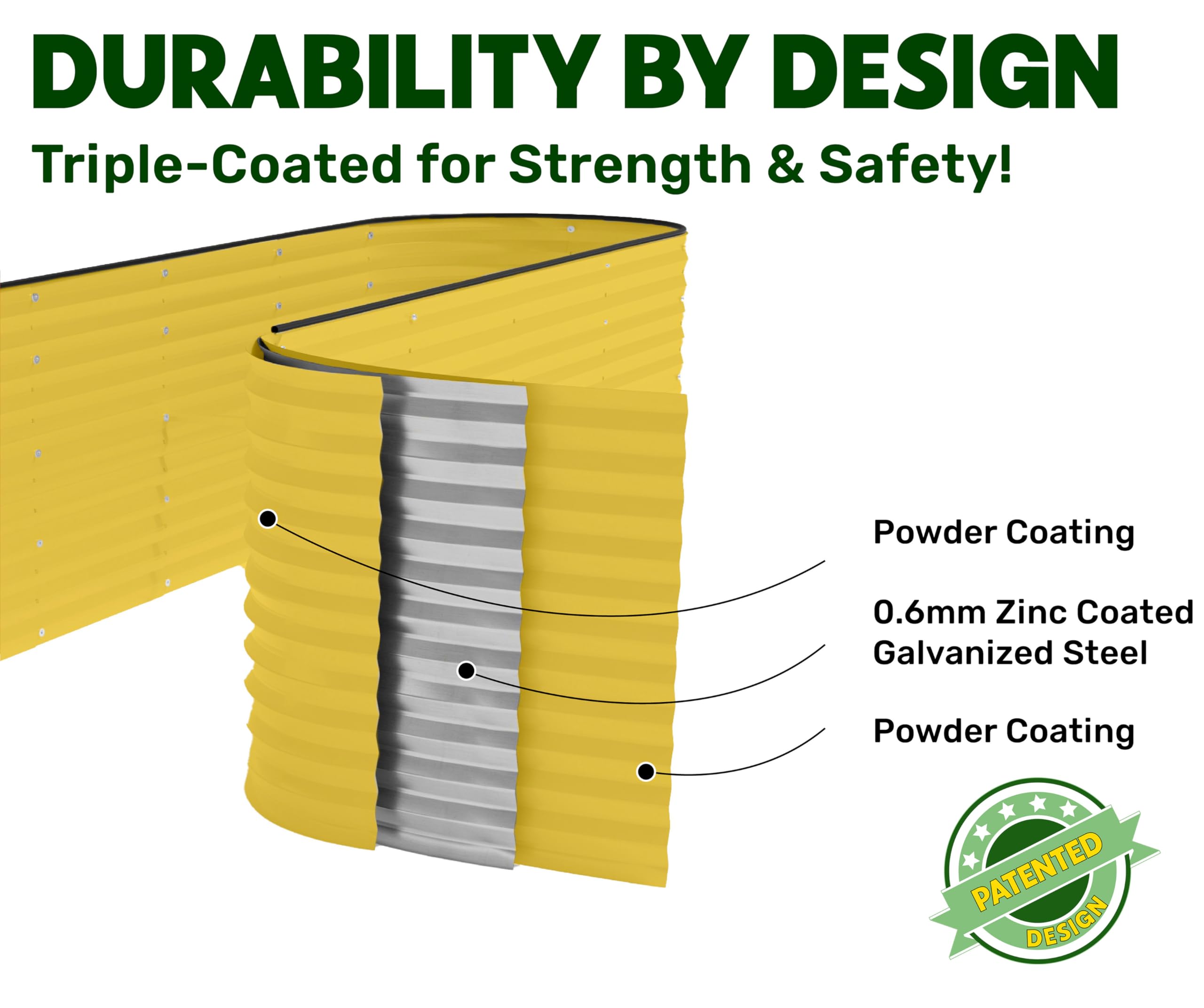 9-in-1 Galvanized Steel Raised Garden Bed // 8×2×1.5 ft Modular Planter for Gardening, Vegetables, Flowers // 18" Tall Metal Raised Garden Beds Outdoor (Dark Green) // Patented Design Planter Box