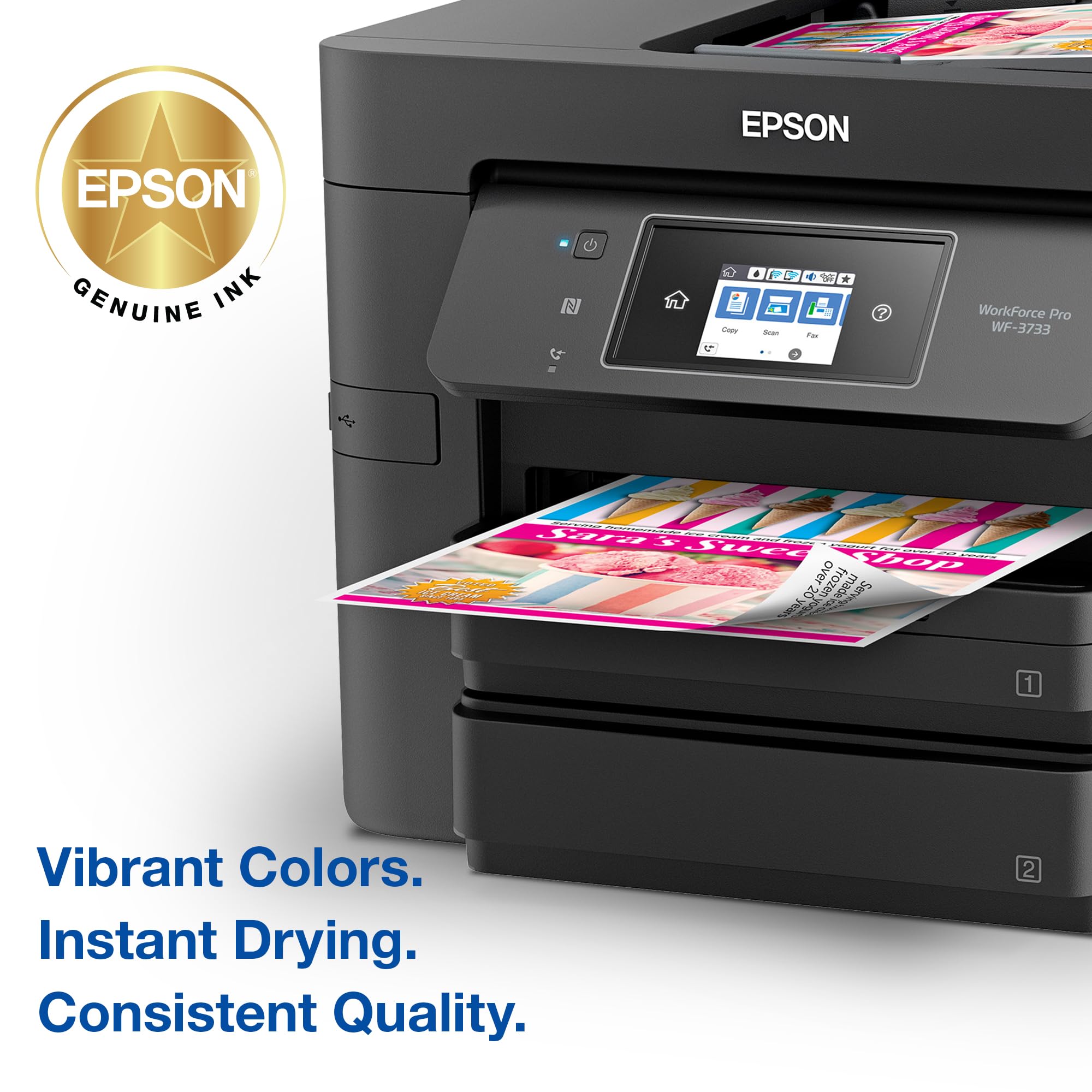 EPSON 702 DURABrite Ultra Ink High Capacity Black Cartridge (T702XL120-S) Works with WorkForce Pro WF-3720, 3730, 3733