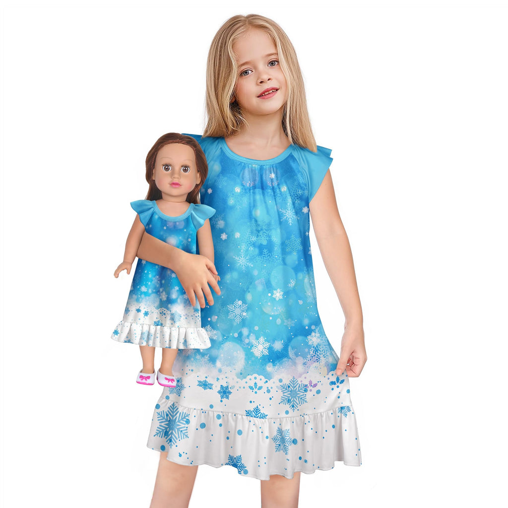 LQSZ Doll and Girl Matching Nightgown Outfit Pajamas Nightie Nightgown for Girls and Dolls Clothes