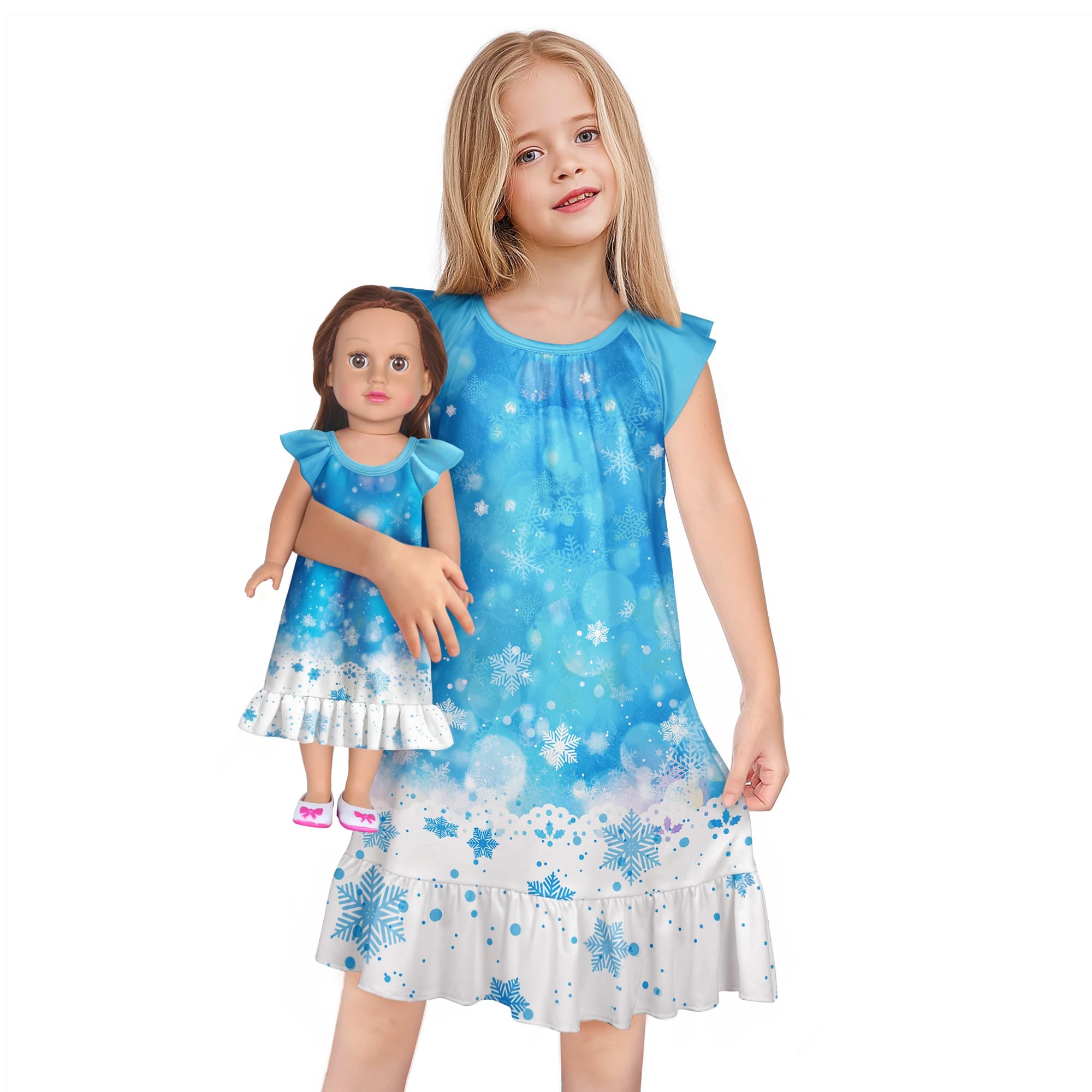 LQSZ Doll and Girl Matching Nightgown Outfit Pajamas Nightie Nightgown for Girls and Dolls Clothes