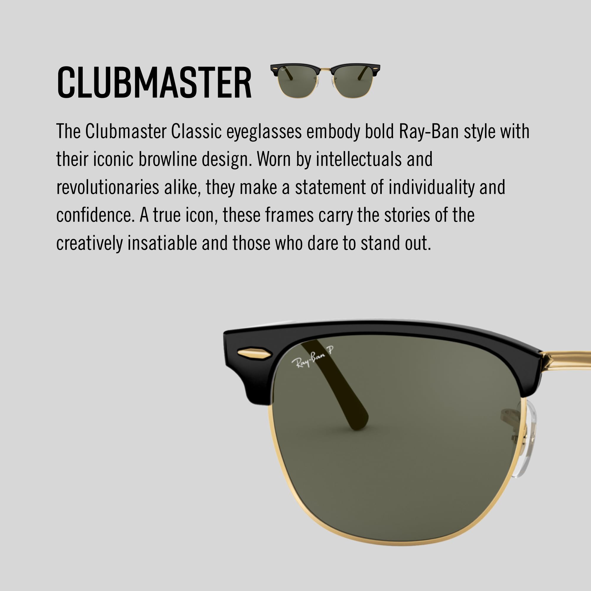 Ray-Ban RB3016 Clubmaster Classic Square Sunglasses for Men for Women