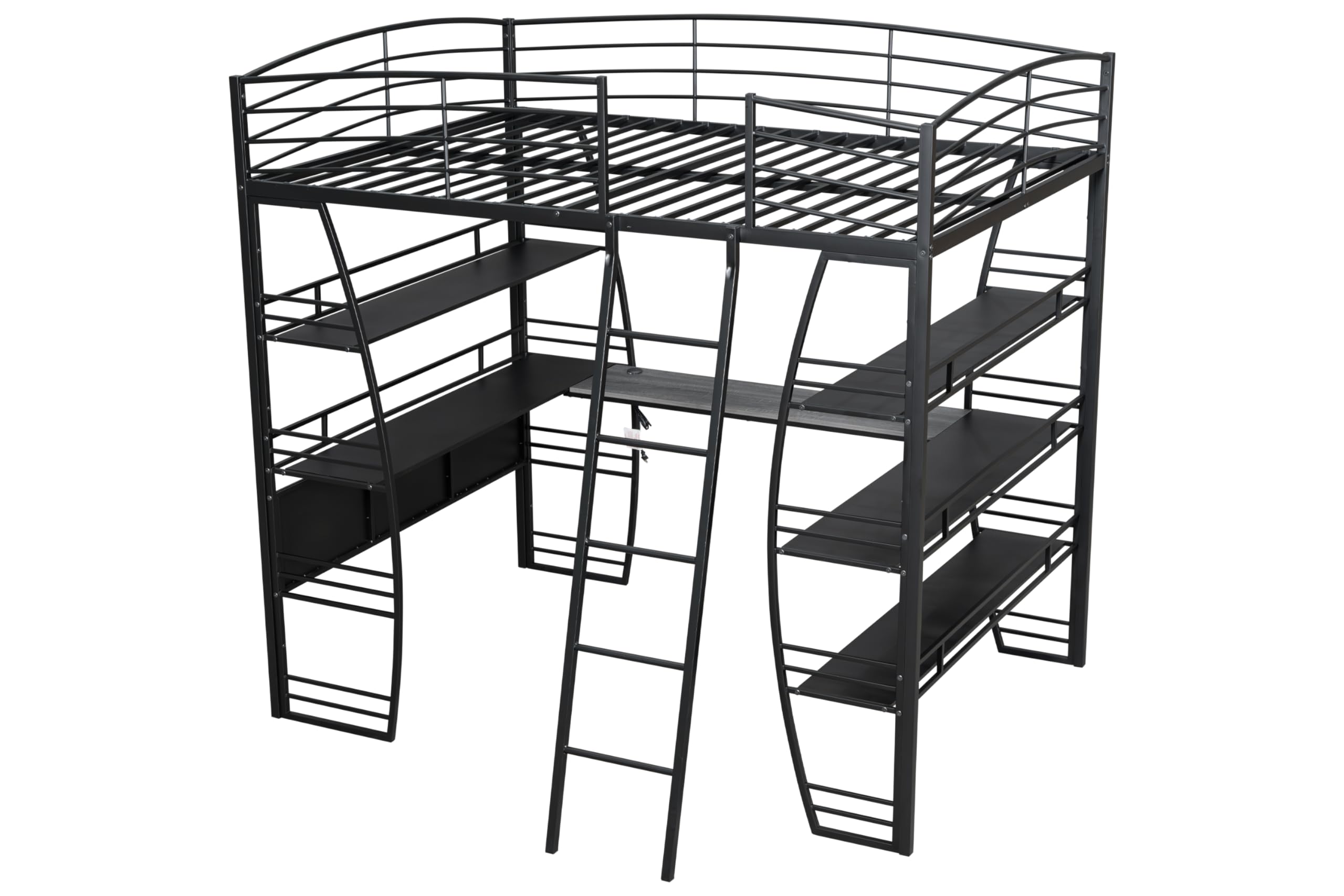 DNYN Twin Size Loft Bed with Desk & Storage Drawers& Table Set for Kids Bedroom,Covertible Twin-Over-Twin Bunkbeds Design,Easy Assemble & Space Saving & No Box Spring Needed,for Small Space, Black