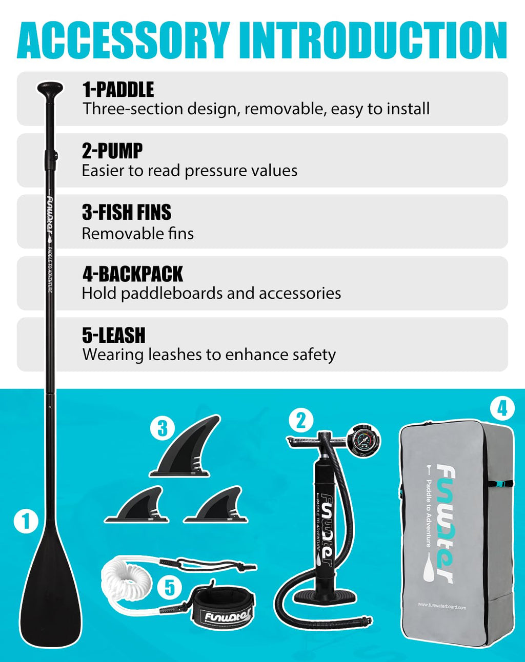 FunWater Inflatable Ultra-Light Stand Up Paddle Board for All Skill Levels with Premium SUP Paddleboard Accessories,Non-Slip Comfort Deck for Youth & Adults