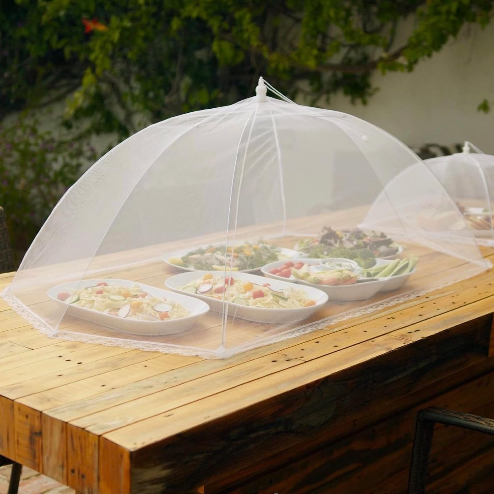 Simply Genius Mesh Food Covers - 12-Pack, 17in x 17in, White - Outdoor Kitchen & Picnic Accessories - Hosting Essentials for Glamping & Tailgating