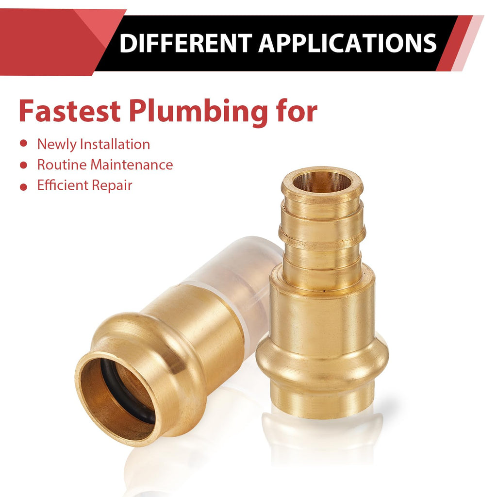 (Pack of 2) EFIELD 1" Copper Press X 1" PEX Crimp Coupling Brass Adapters For Copper and Pex Pipe Connection,(PEX1807388-2PCS)