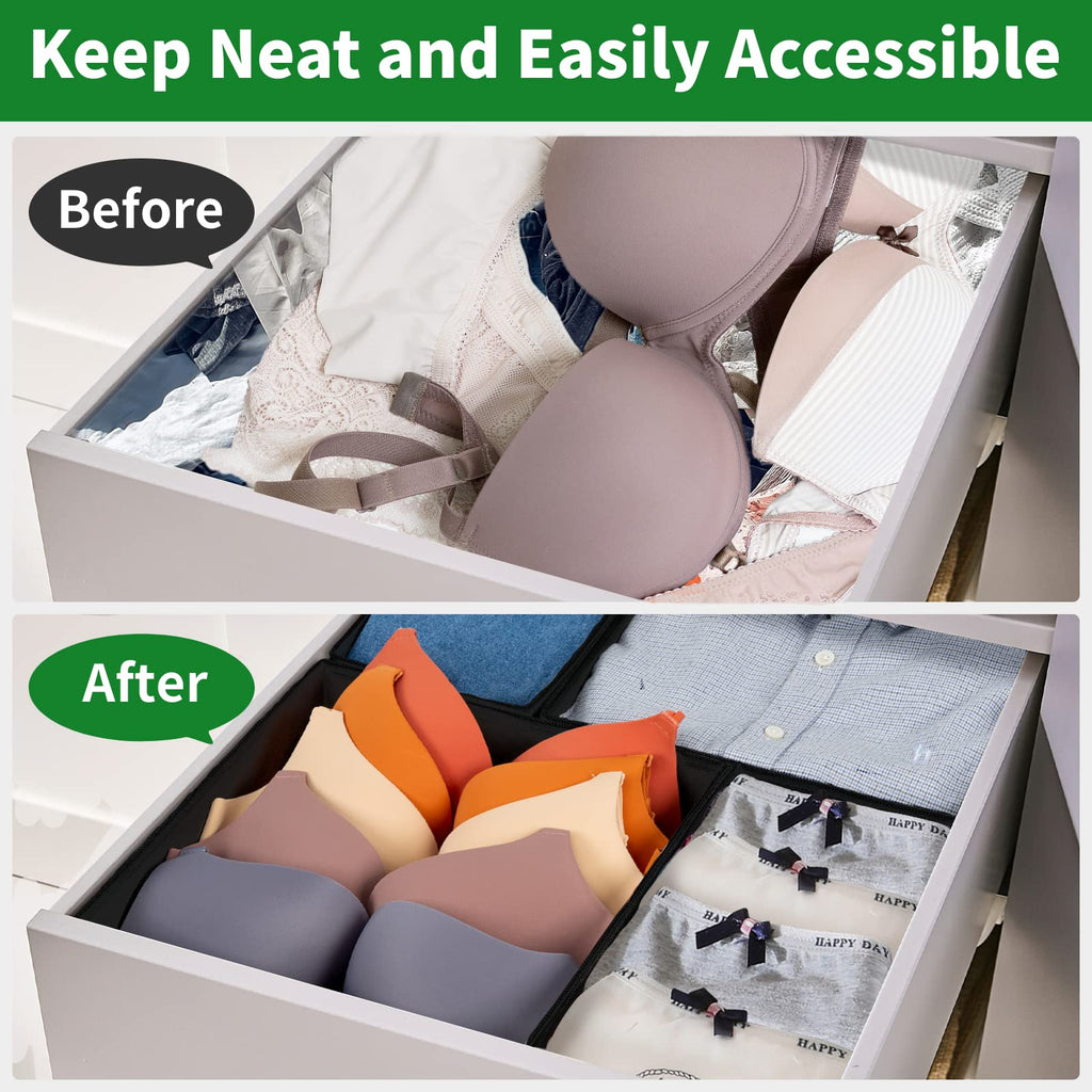 Criusia Drawer Organizer Clothes, 8 Pack Underwear Drawer Organizer, Foldable Cloth Storage Box Closet Organizers and Storage for Clothes, Socks, Scarves, Ties (Beige)