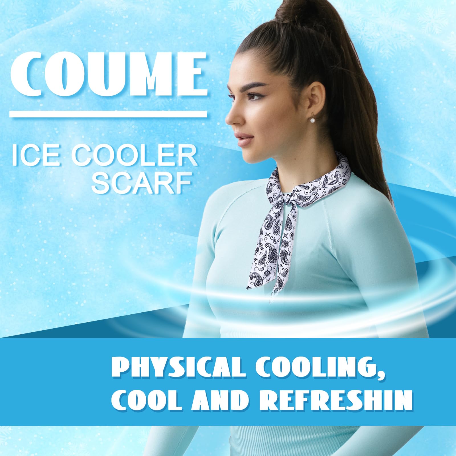 Coume 6 Pack Cooling Neck Wraps Neck Cooler Ice Bandanas Scarf for Hot Weather Summer Ultra Running Walking Riding Women Men