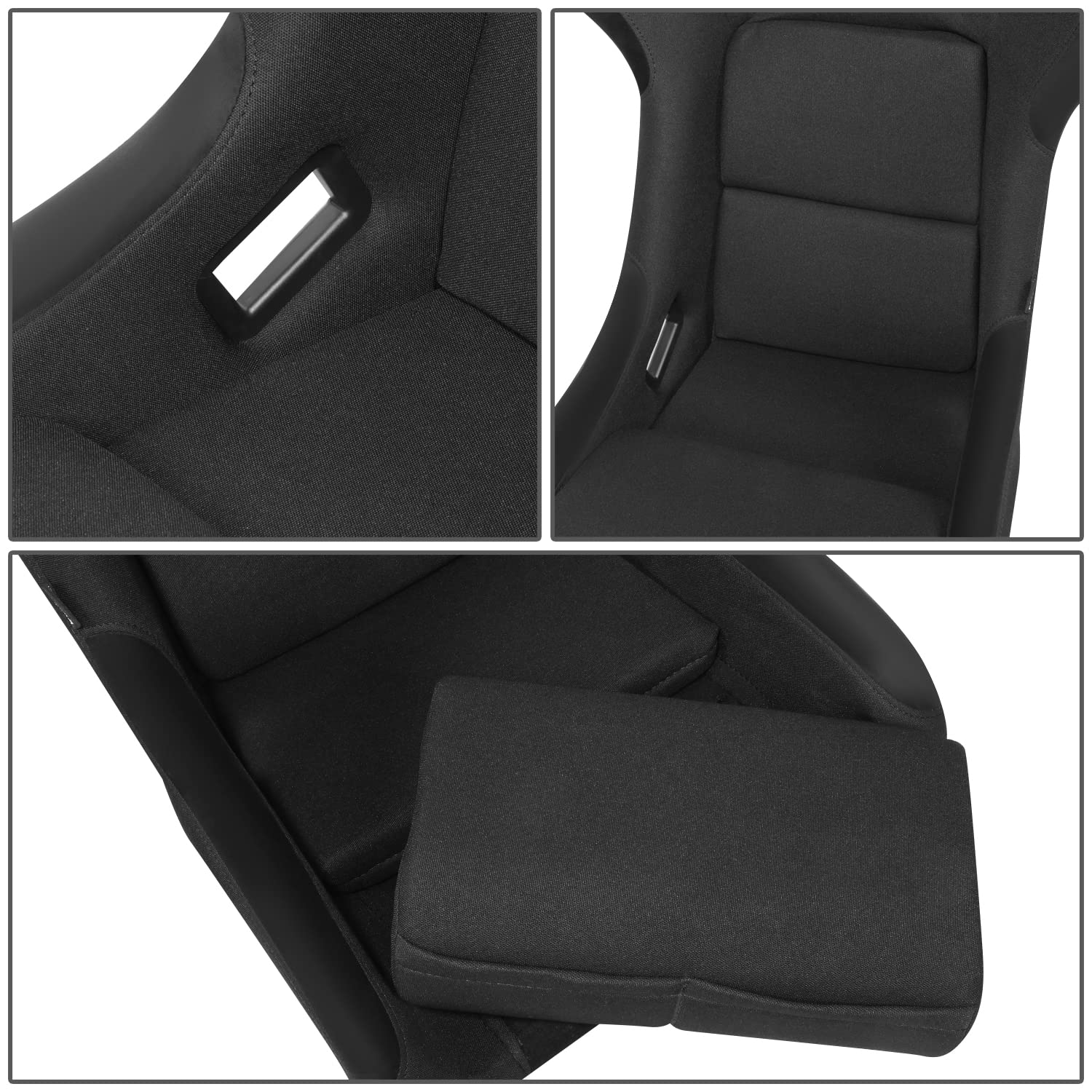 NRG Innovations NRG-FRP-330 Fiber Glass Fixed Back Bucket Racing Seat (Small), 4 pt Harness Compatibility, Black Seat Cover, 19"W X 18" D X 34" H