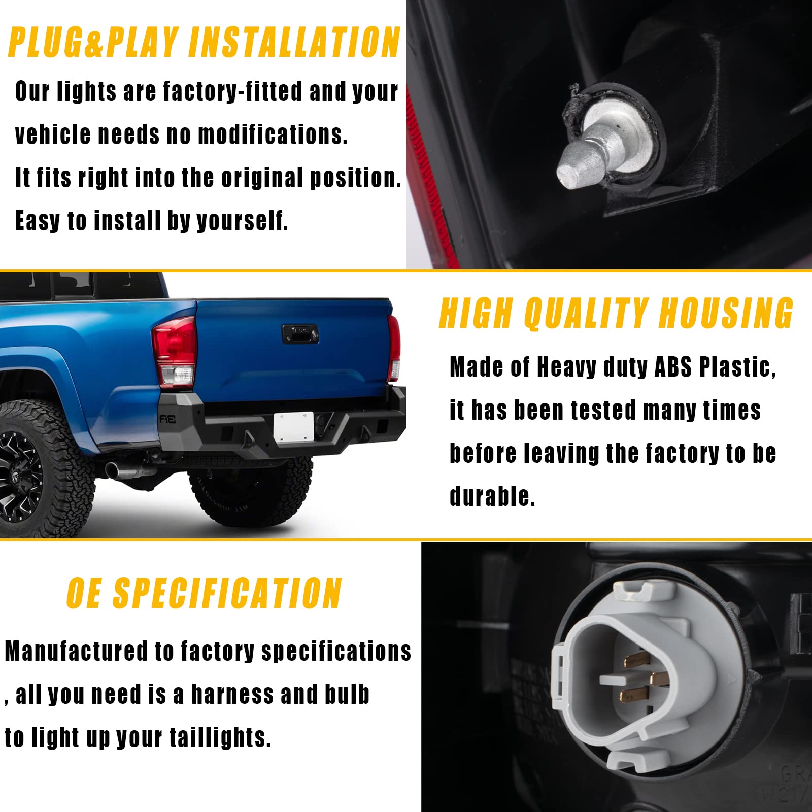 Boine Tail Light Compatible With 2016 2017 2018 2019 2020 Toyota Tacoma Pickup Left Driver Side Red Brake Rear Lights Housing Replace 81550-04170 (Left Driver Side)
