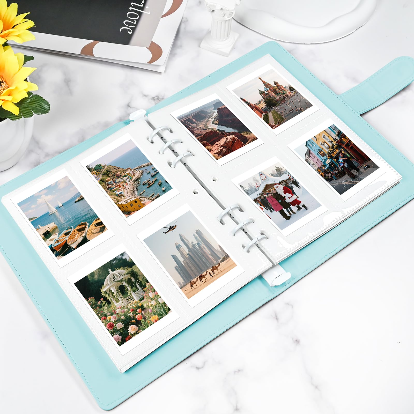 A5 Kpop Photocard Binder with 30 Pack 4-Pocket Card Pages, 6 Ring A5 Binder Card Collector Album with 240 Card Slots,PU Leather Binder Cover with Magnetic Buckle Closure for Organizing Trading Card