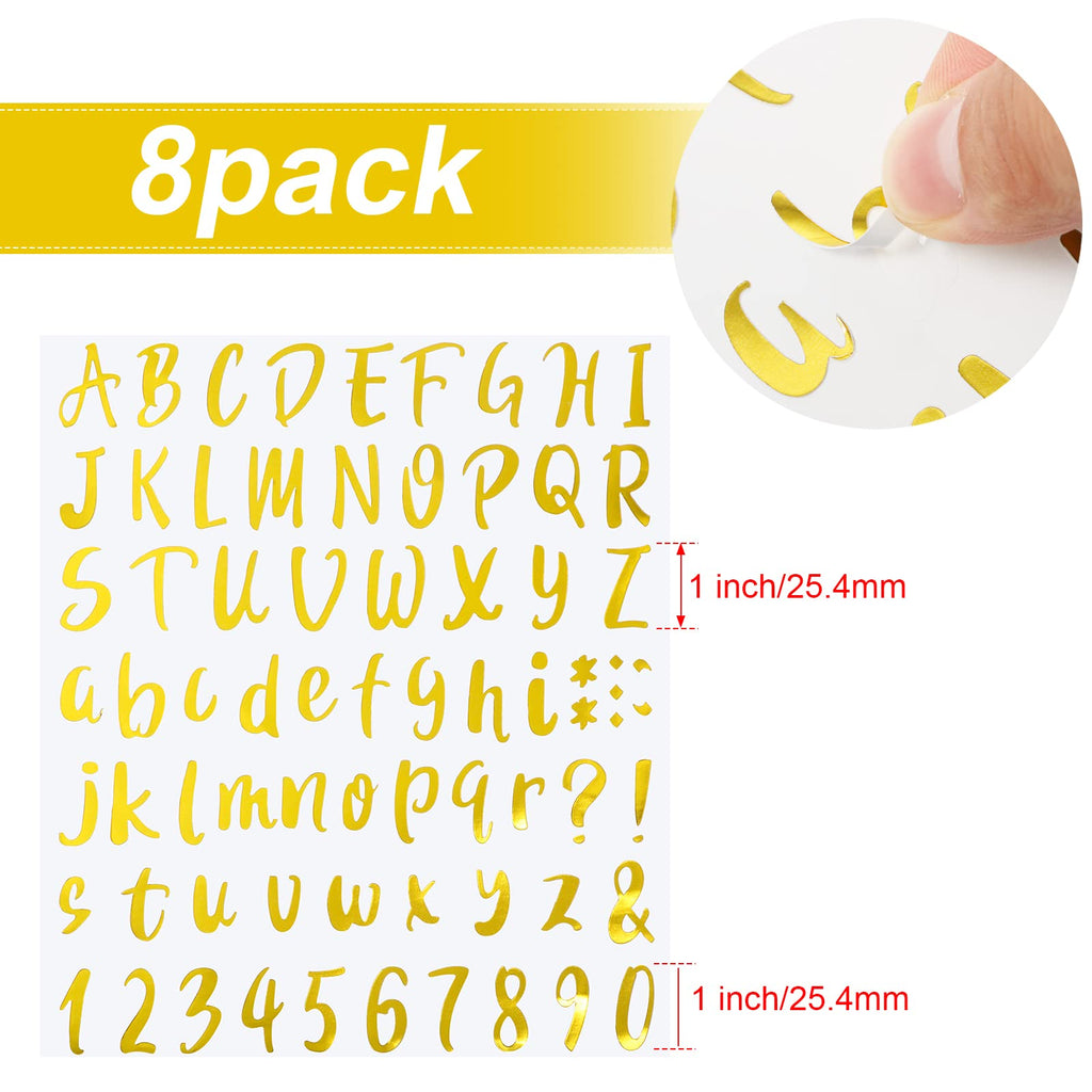 Outus 576 Pieces 8 Sheets Letters Stickers Self Adhesive Vinyl Letter for Graduation Cap Alphabet Number Stickers Mailbox Numbers Sticker, Decals for Classroom Decor Sign Door(Black,1 Inch)